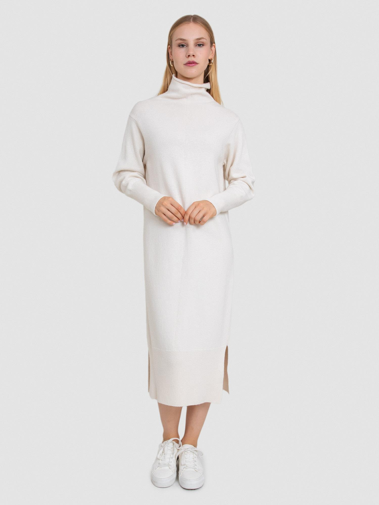 Organik Yün ve Pamuk Karışımlı Dik Yaka Elbise