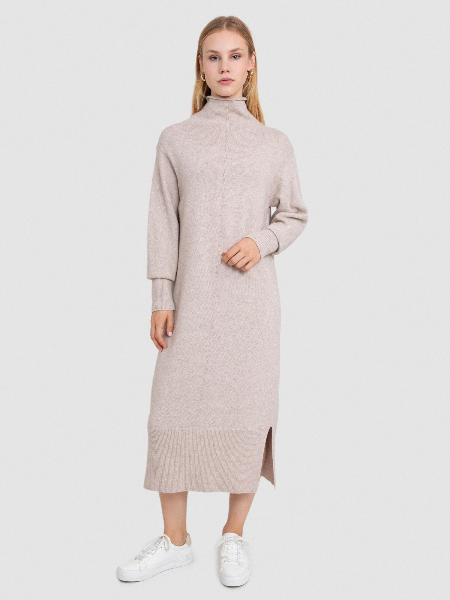 Organik Yün ve Pamuk Karışımlı Dik Yaka Elbise