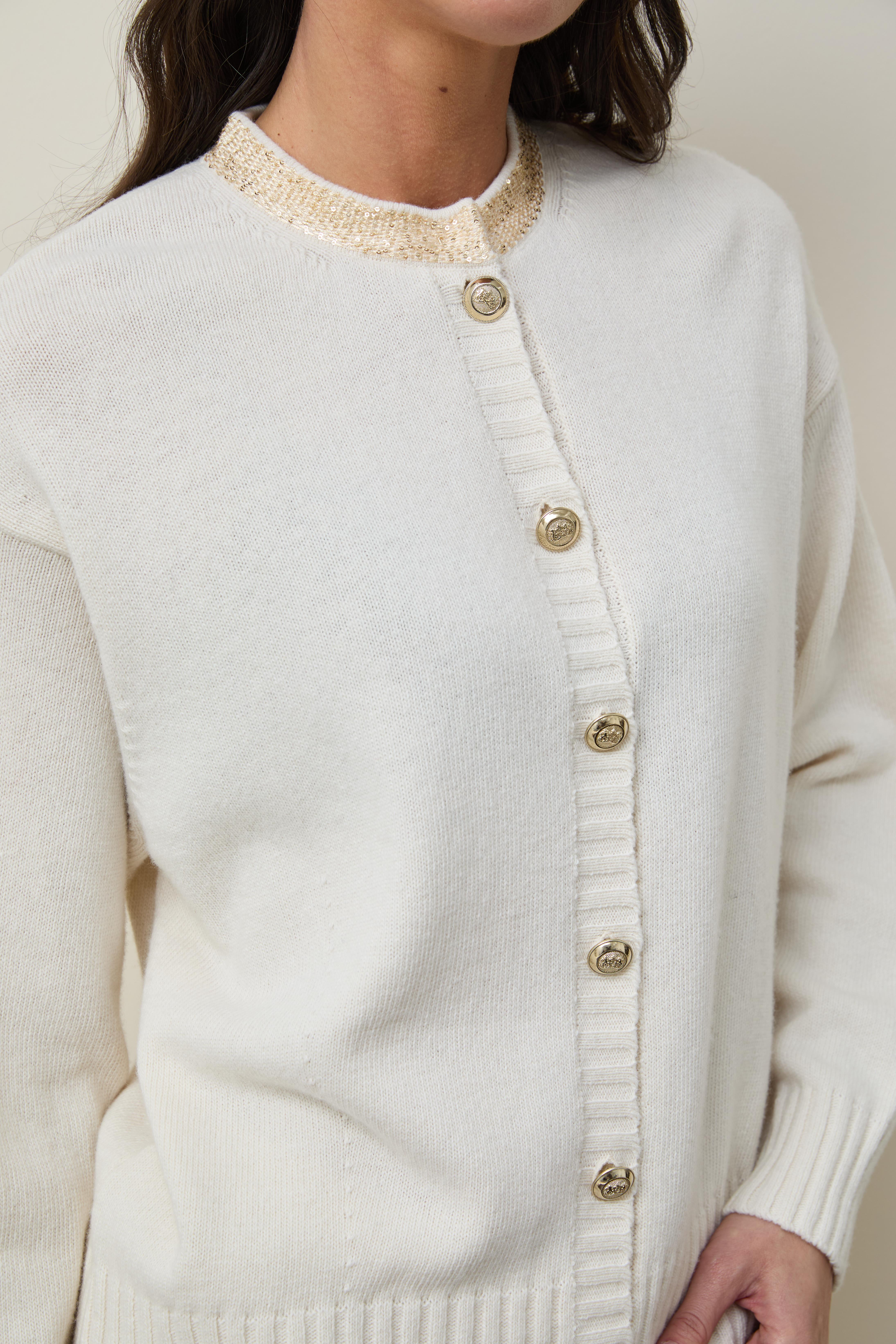 Organik Yün ve Pamuk Karışımlı Yaka Detaylı Hırka