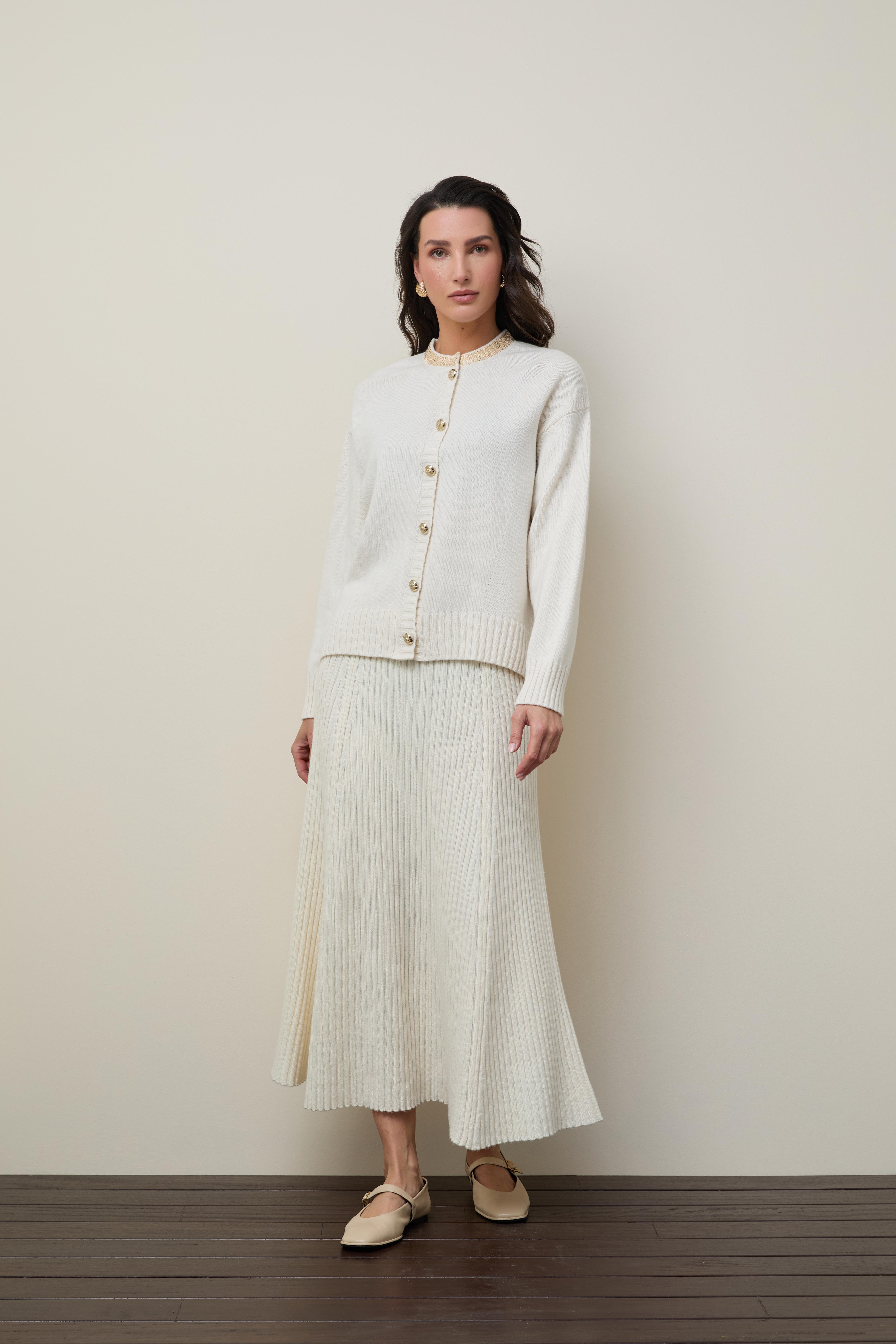 Organik Yün ve Pamuk Karışımlı Yaka Detaylı Hırka