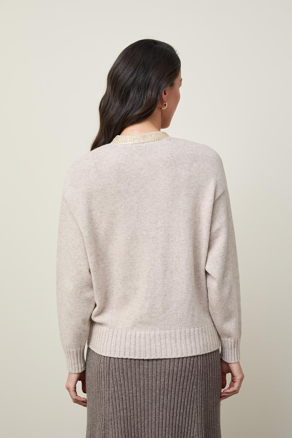 Organik Yün ve Pamuk Karışımlı Yaka Detaylı Hırka