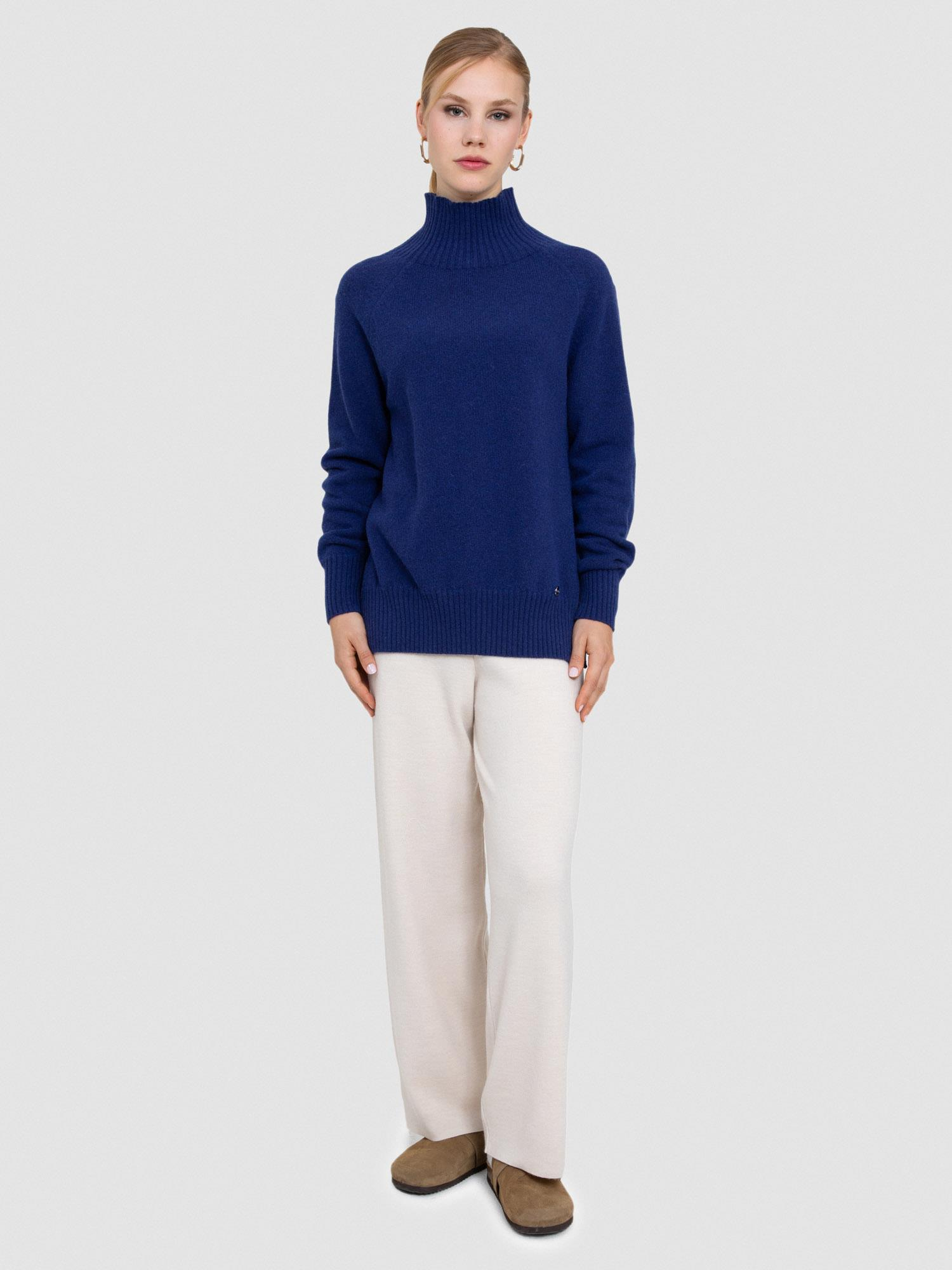 Organik Yün Ve Pamuk Karışımlı Yüksek Yaka Kazak