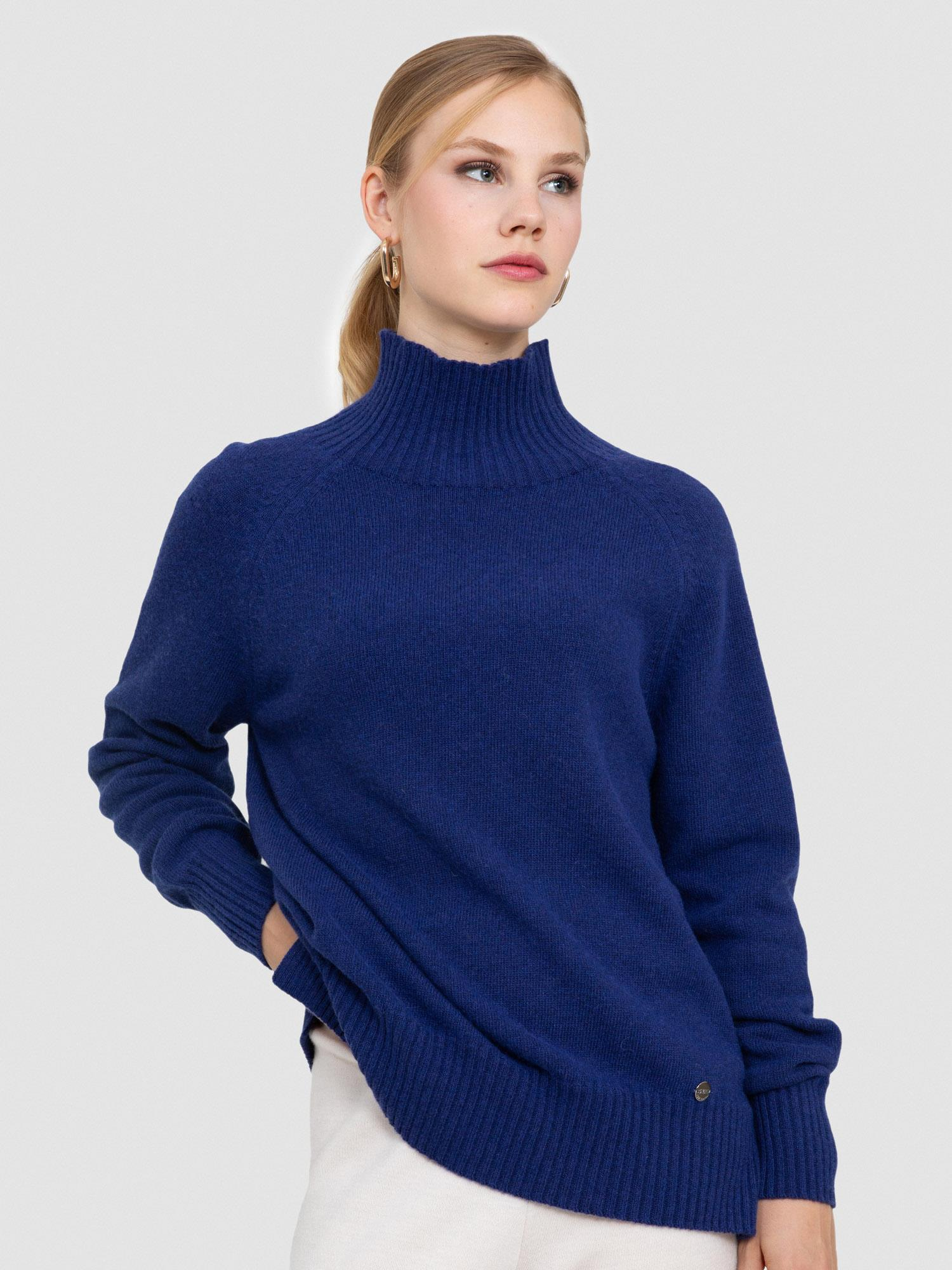 Organik Yün Ve Pamuk Karışımlı Yüksek Yaka Kazak