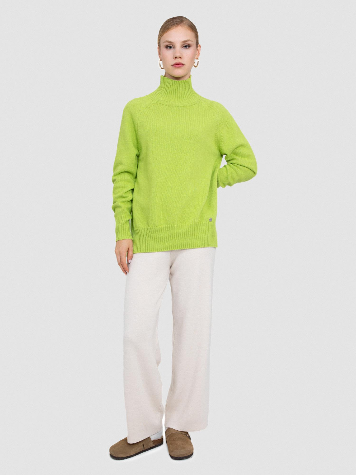 Organik Yün Ve Pamuk Karışımlı Yüksek Yaka Kazak