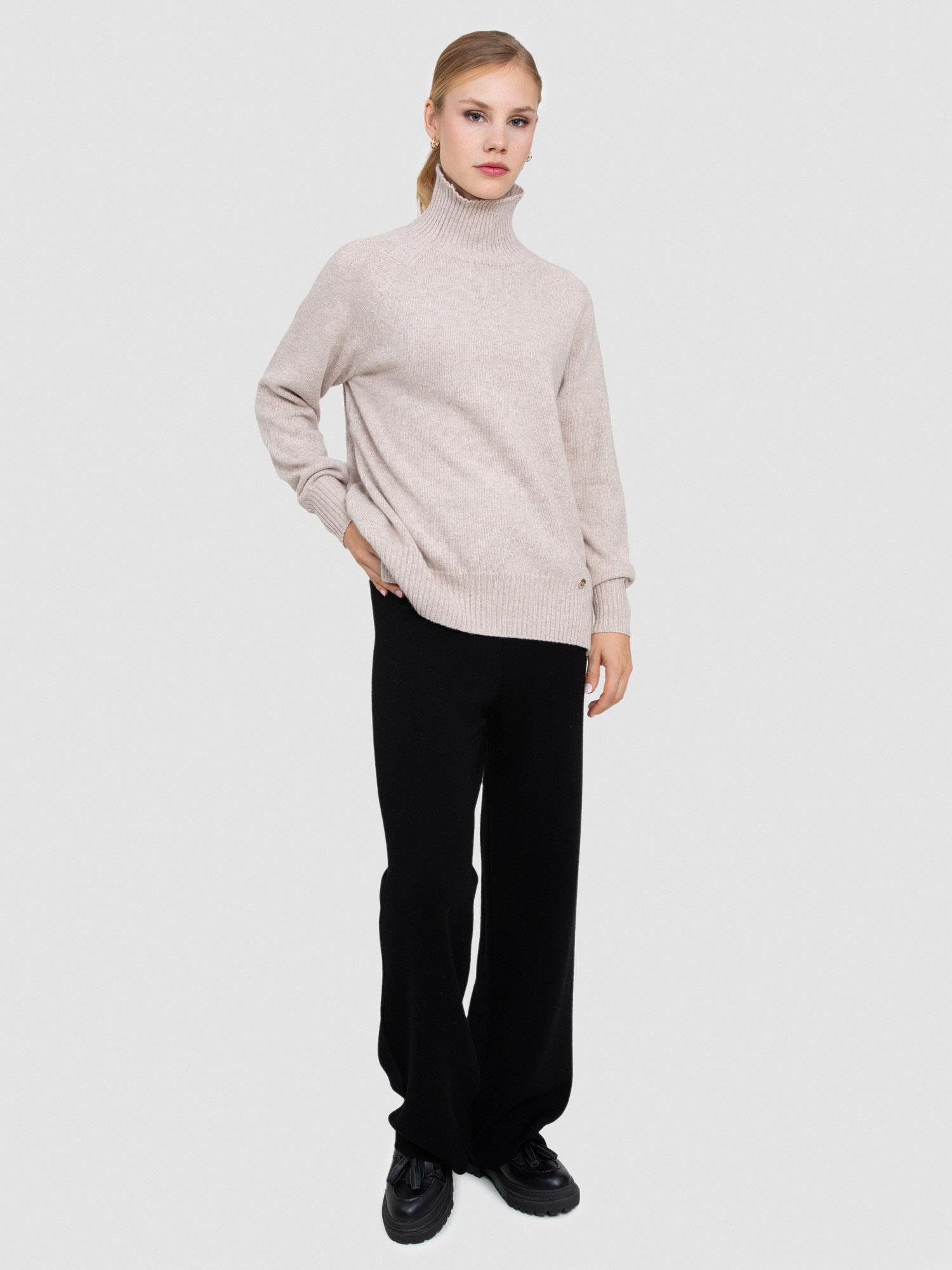 Organik Yün Ve Pamuk Karışımlı Yüksek Yaka Kazak