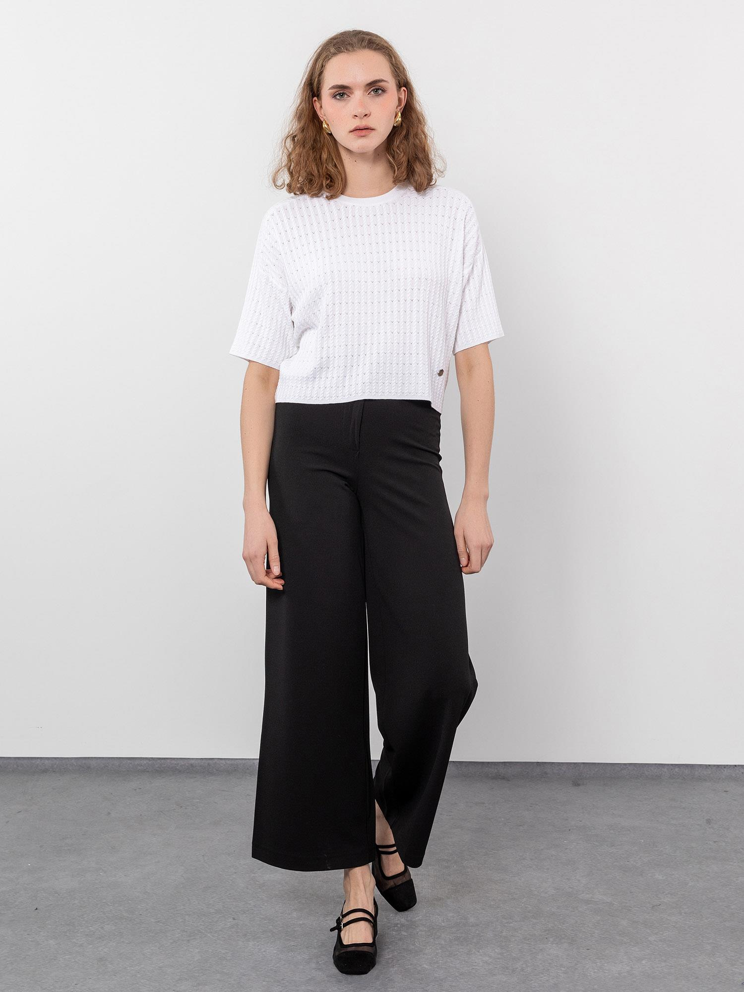 Örgü Oyunlu Bisiklet Yaka Kazak