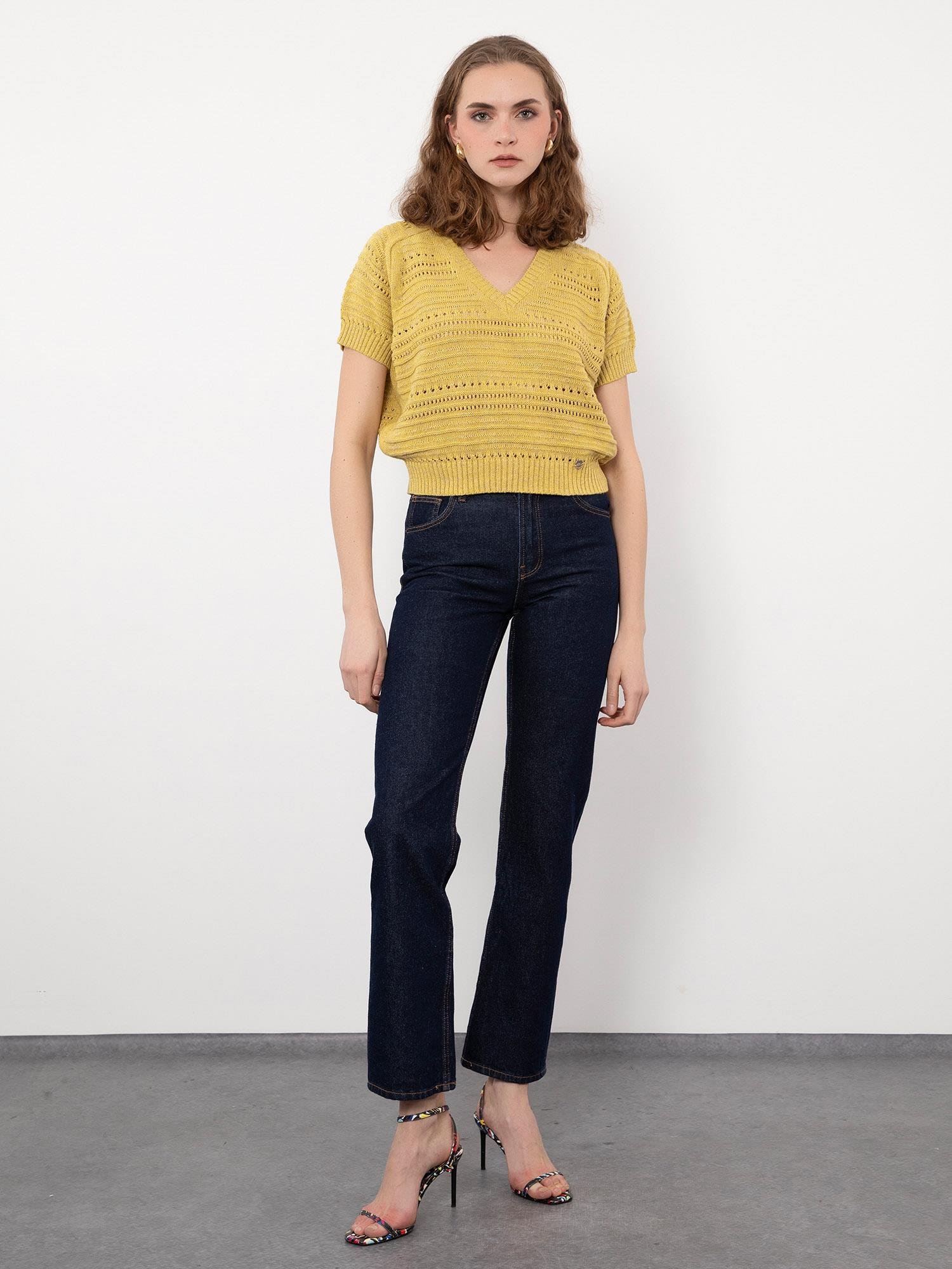 Pamuk Karışımlı Örgü Oyunlu Kazak