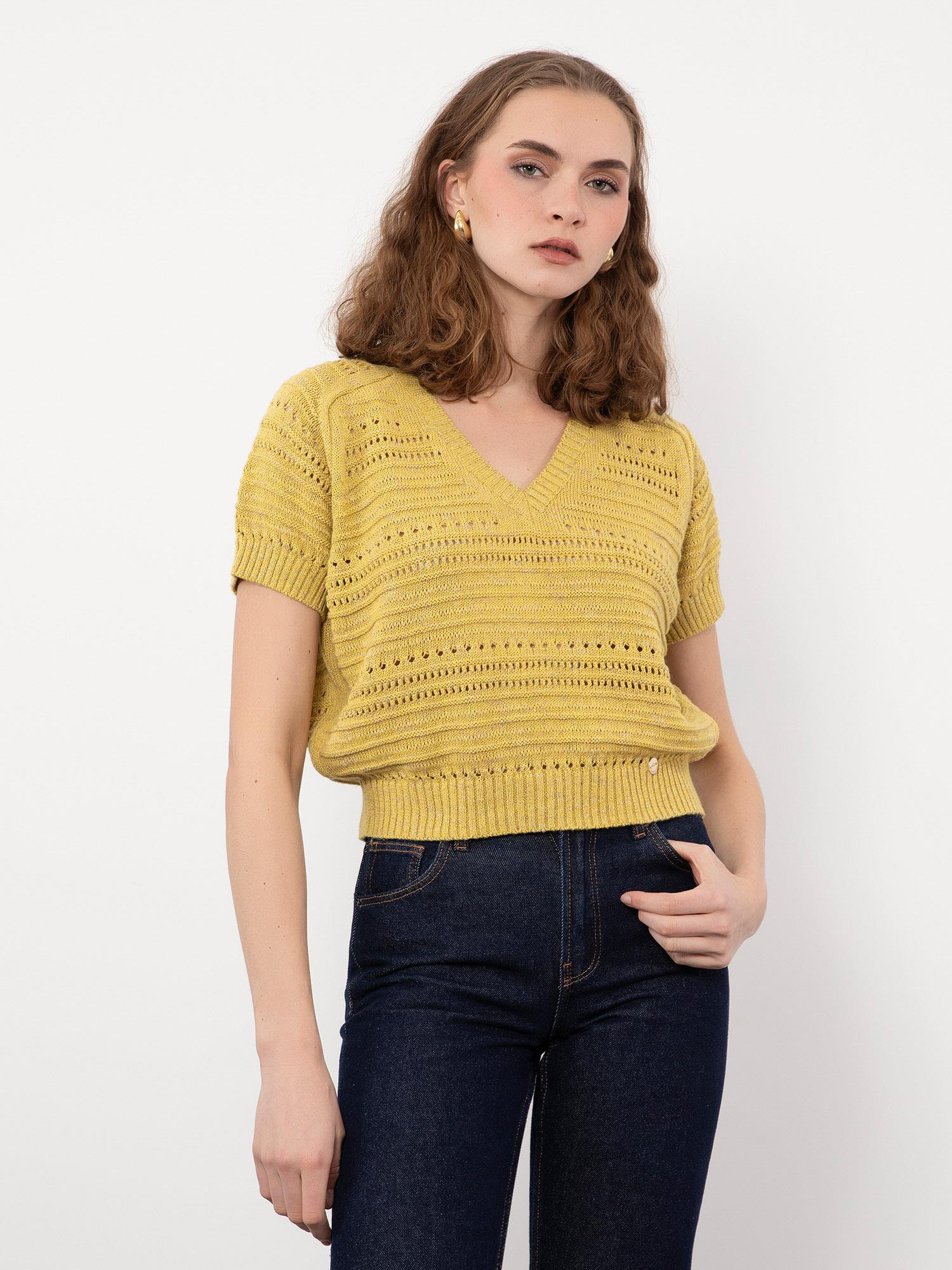 Pamuk Karışımlı Örgü Oyunlu Kazak