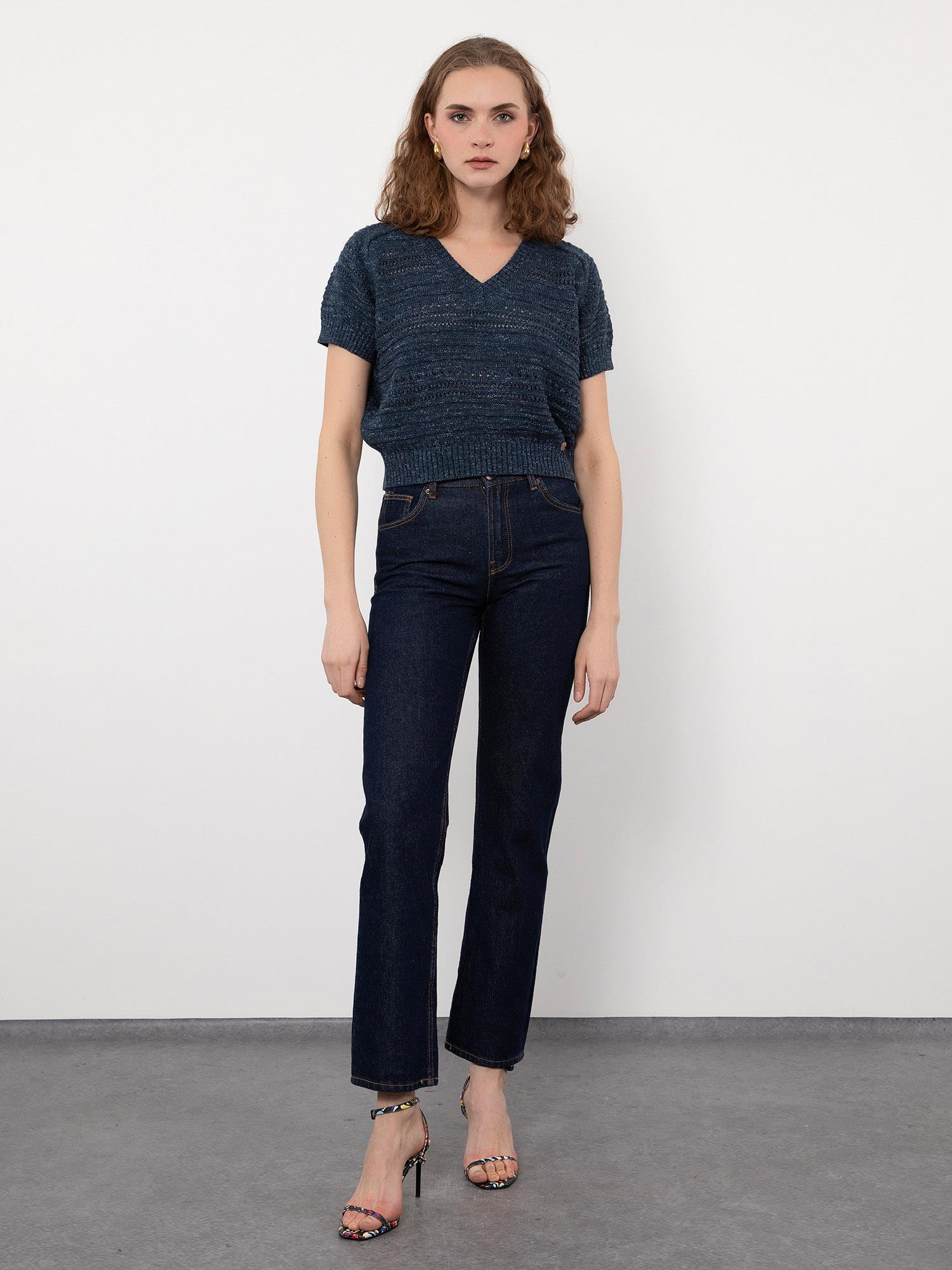 Pamuk Karışımlı Örgü Oyunlu Kazak