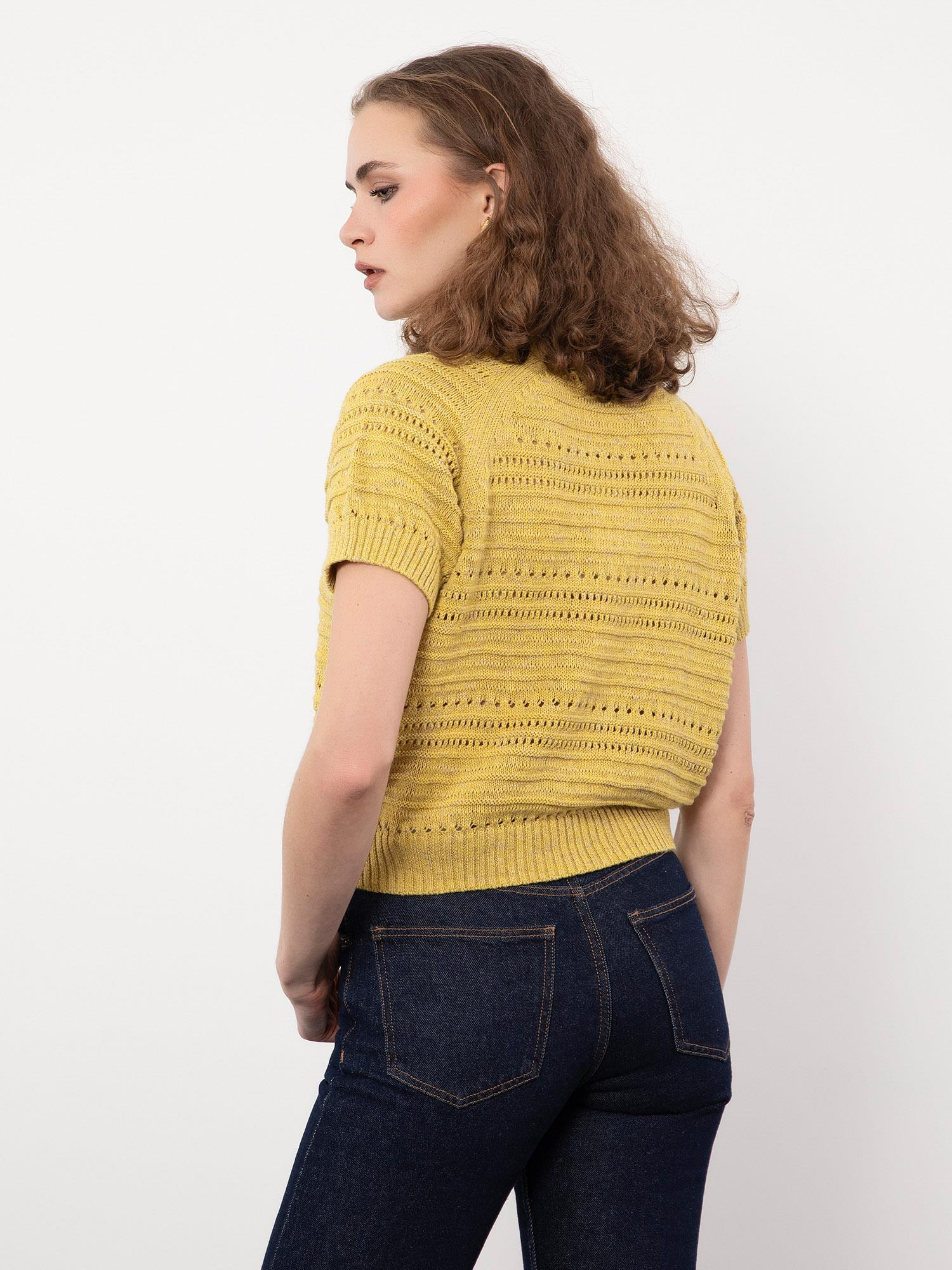 Pamuk Karışımlı Örgü Oyunlu Kazak