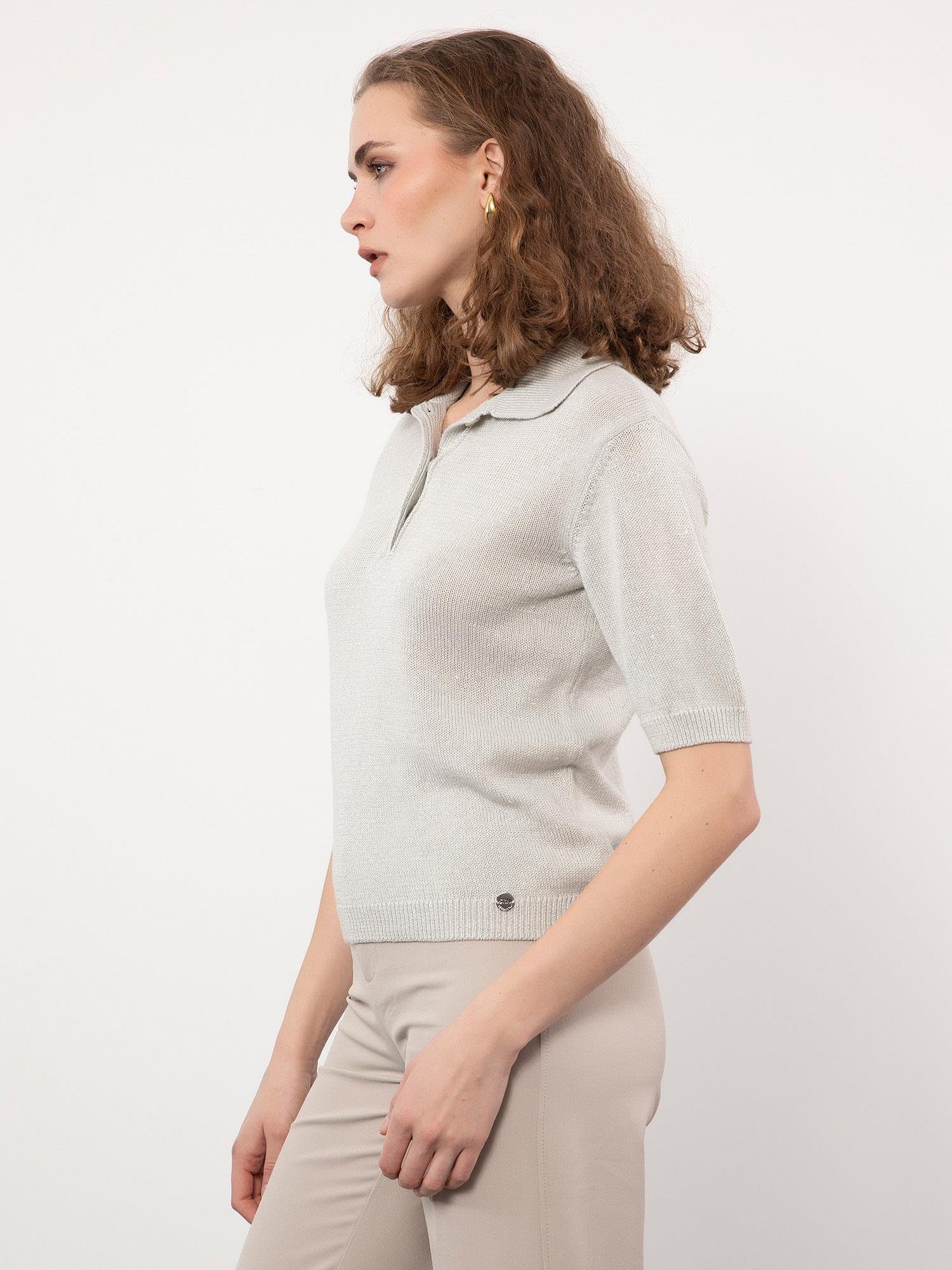 Pamuk Keten Karışımlı Düğme Detaylı Kazak