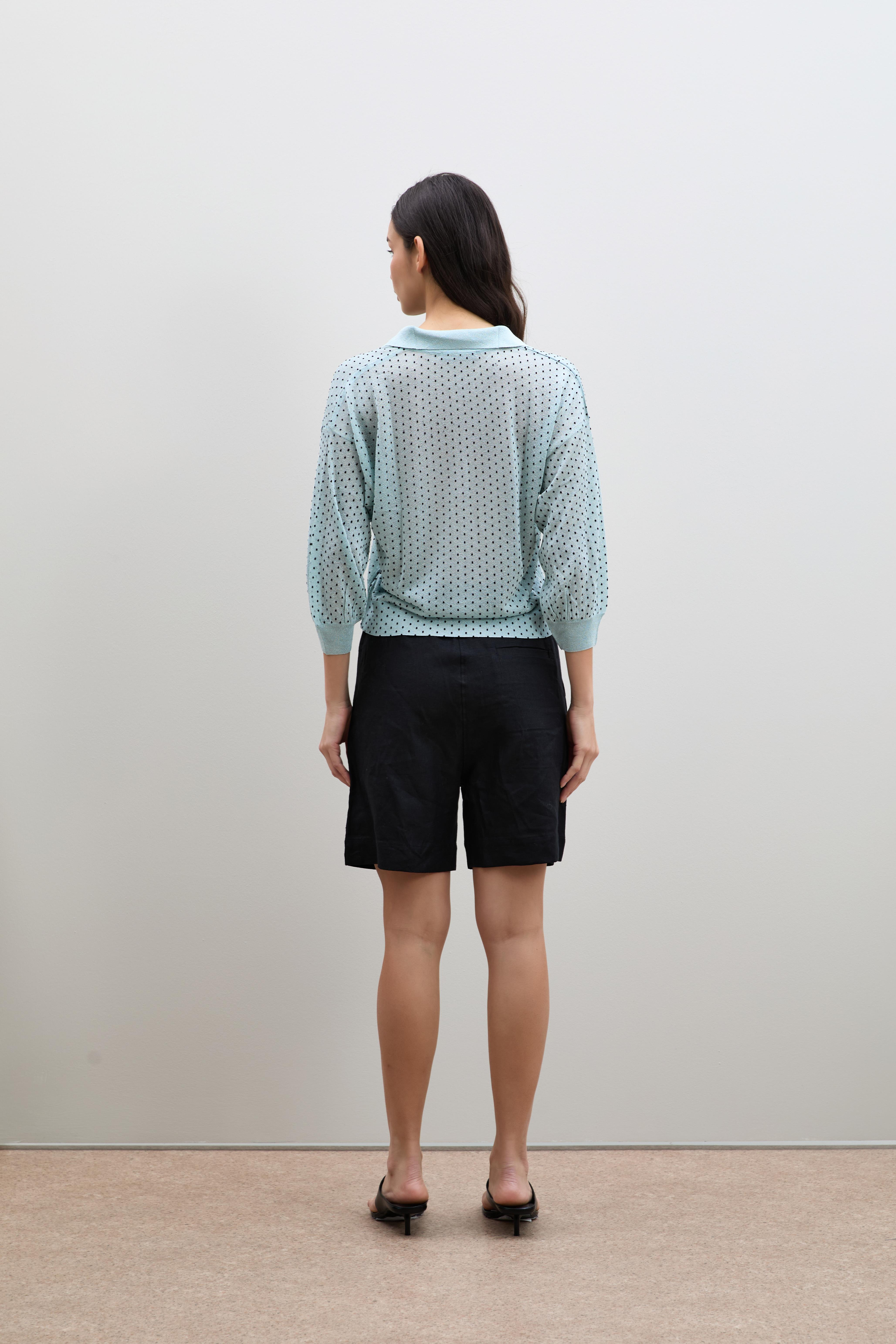 Puantiye Desenli Polo Yaka Kazak