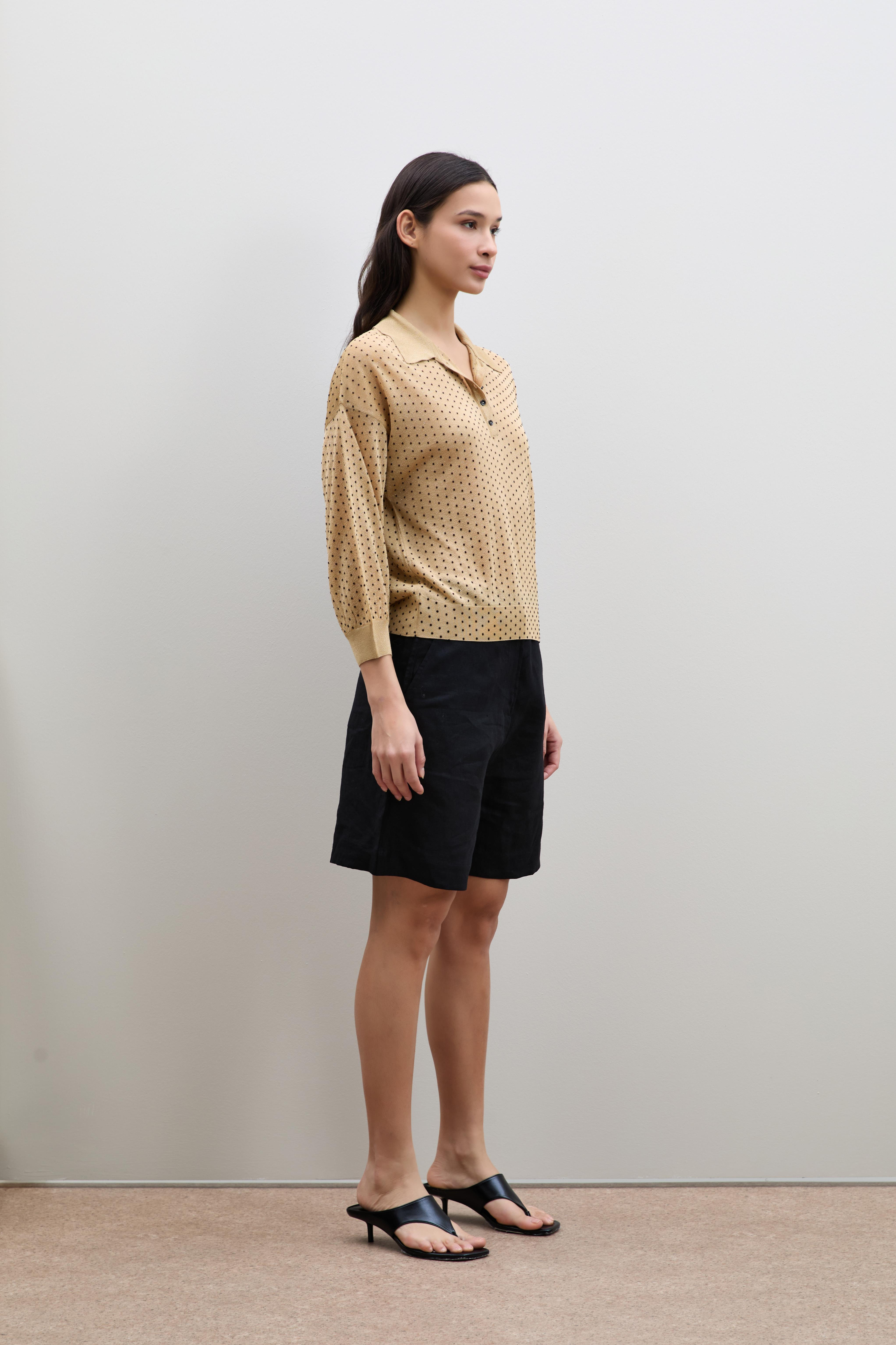 Puantiye Desenli Polo Yaka Kazak