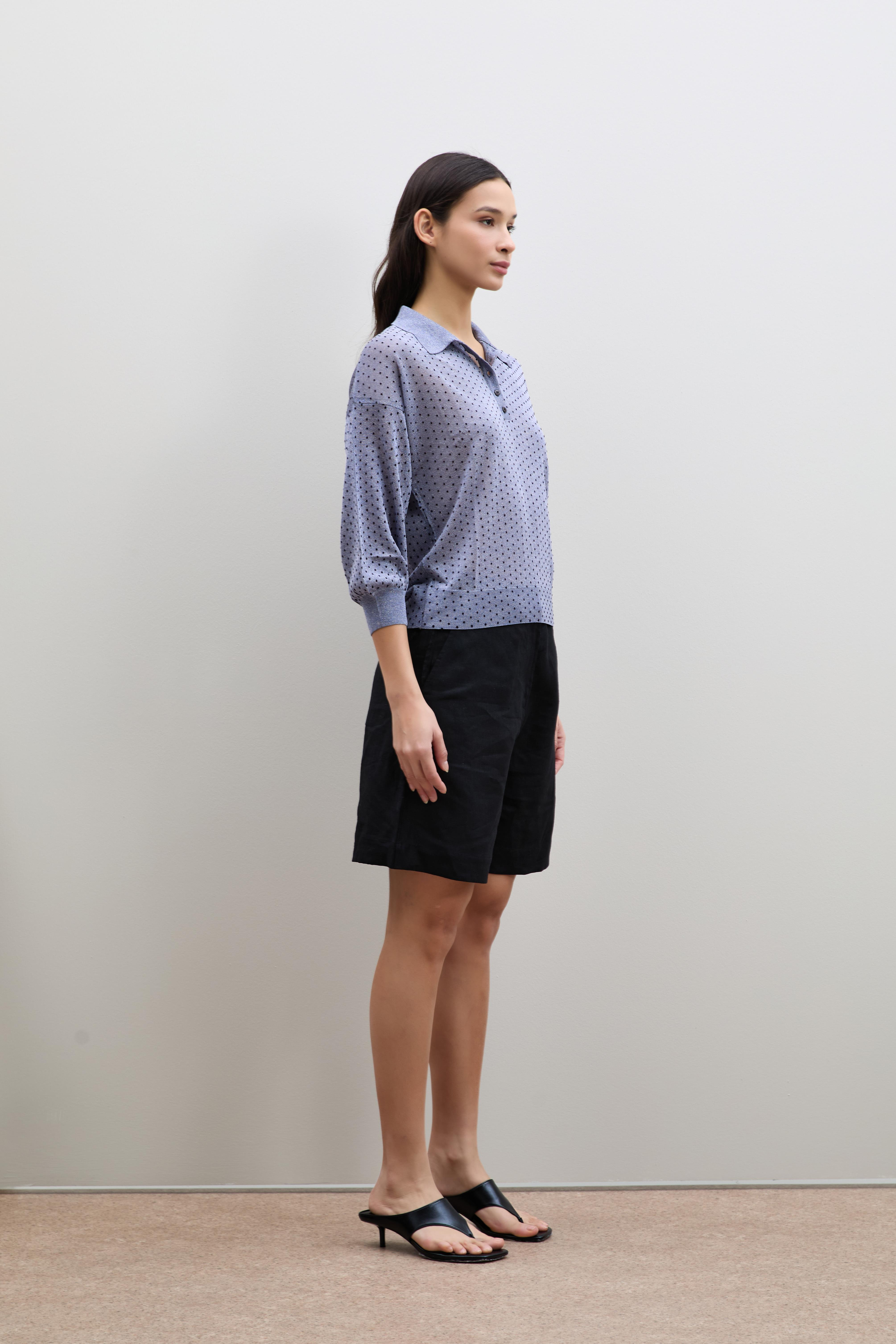 Puantiye Desenli Polo Yaka Kazak