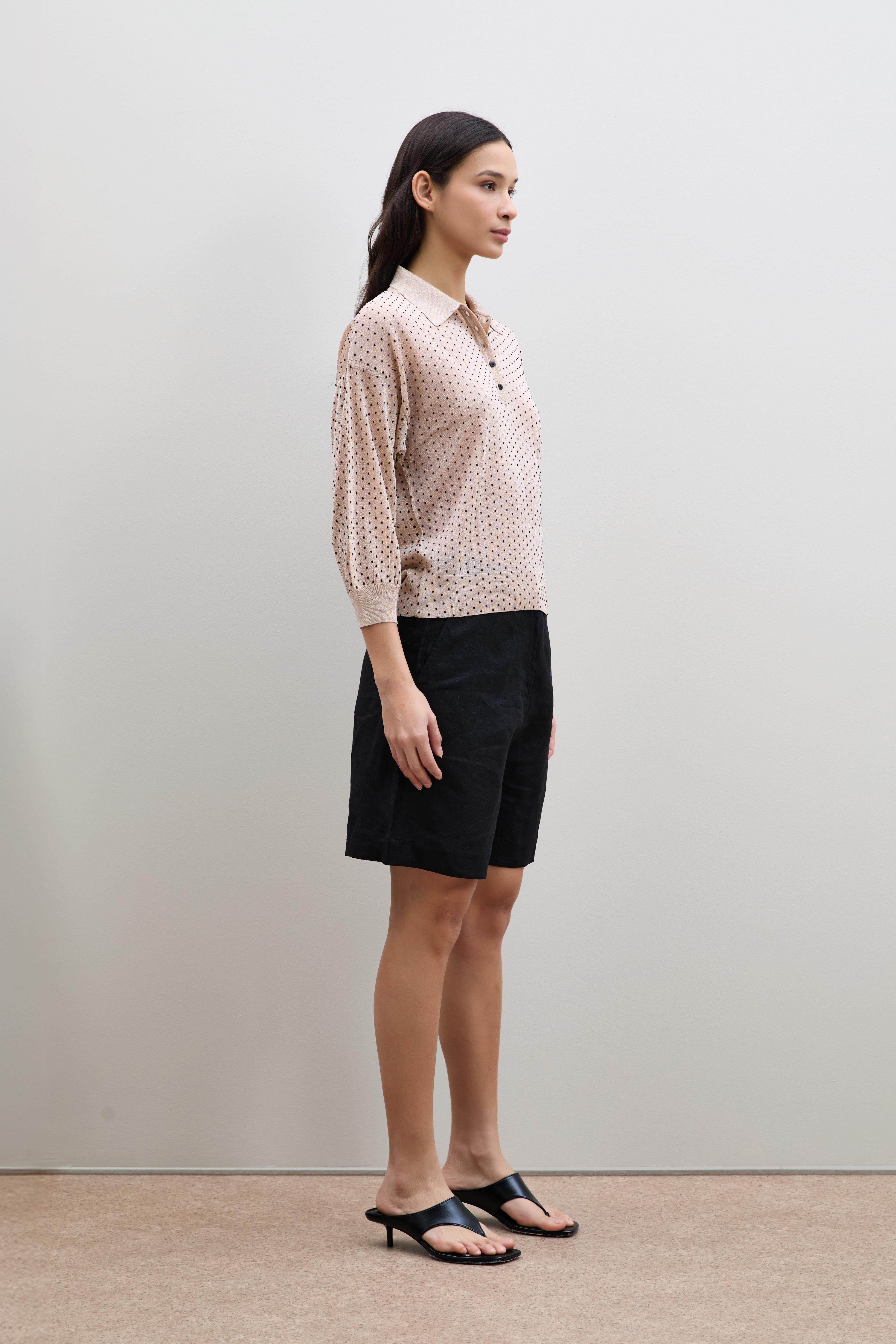 Puantiye Desenli Polo Yaka Kazak