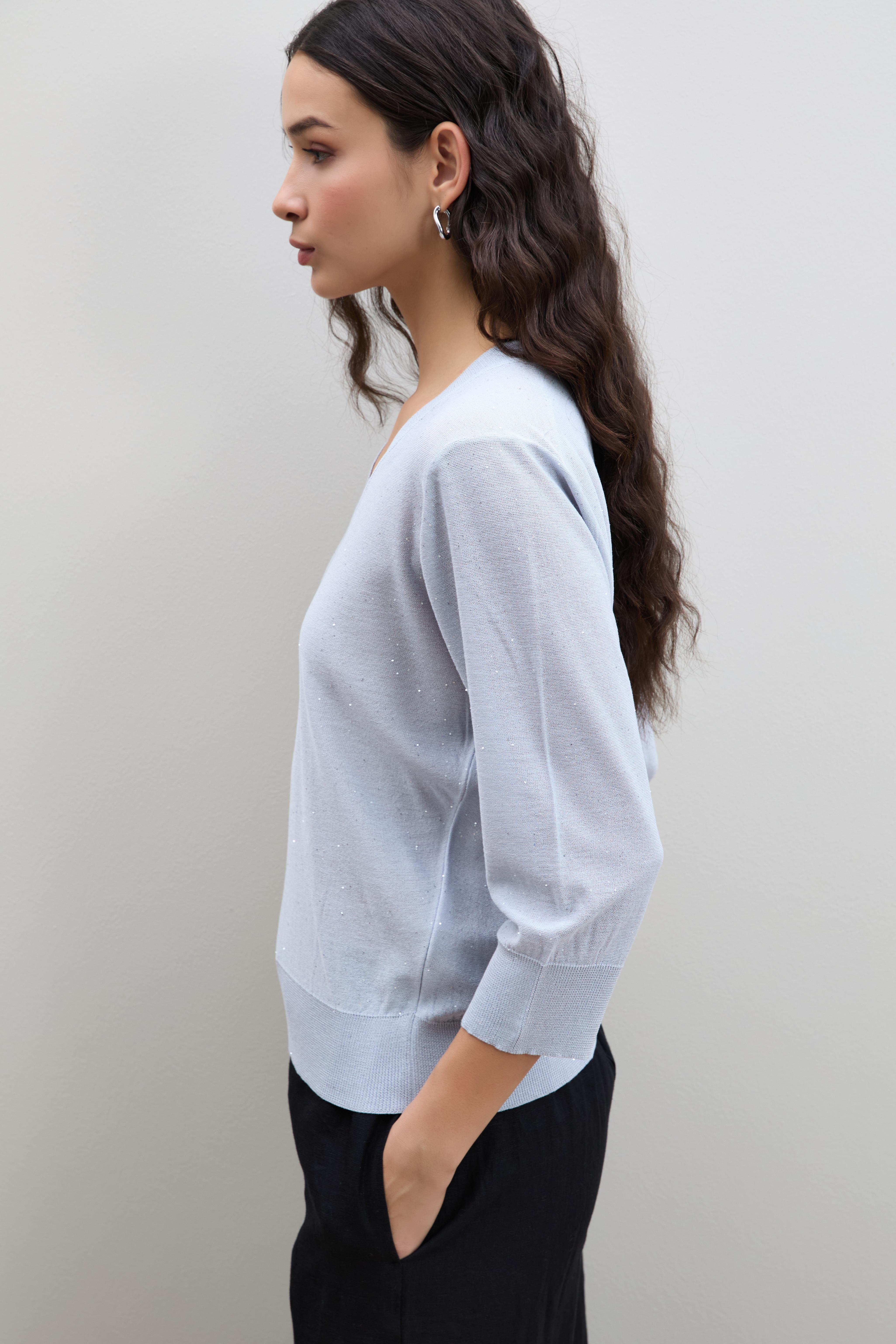 V Yaka Mini Payetli Kazak