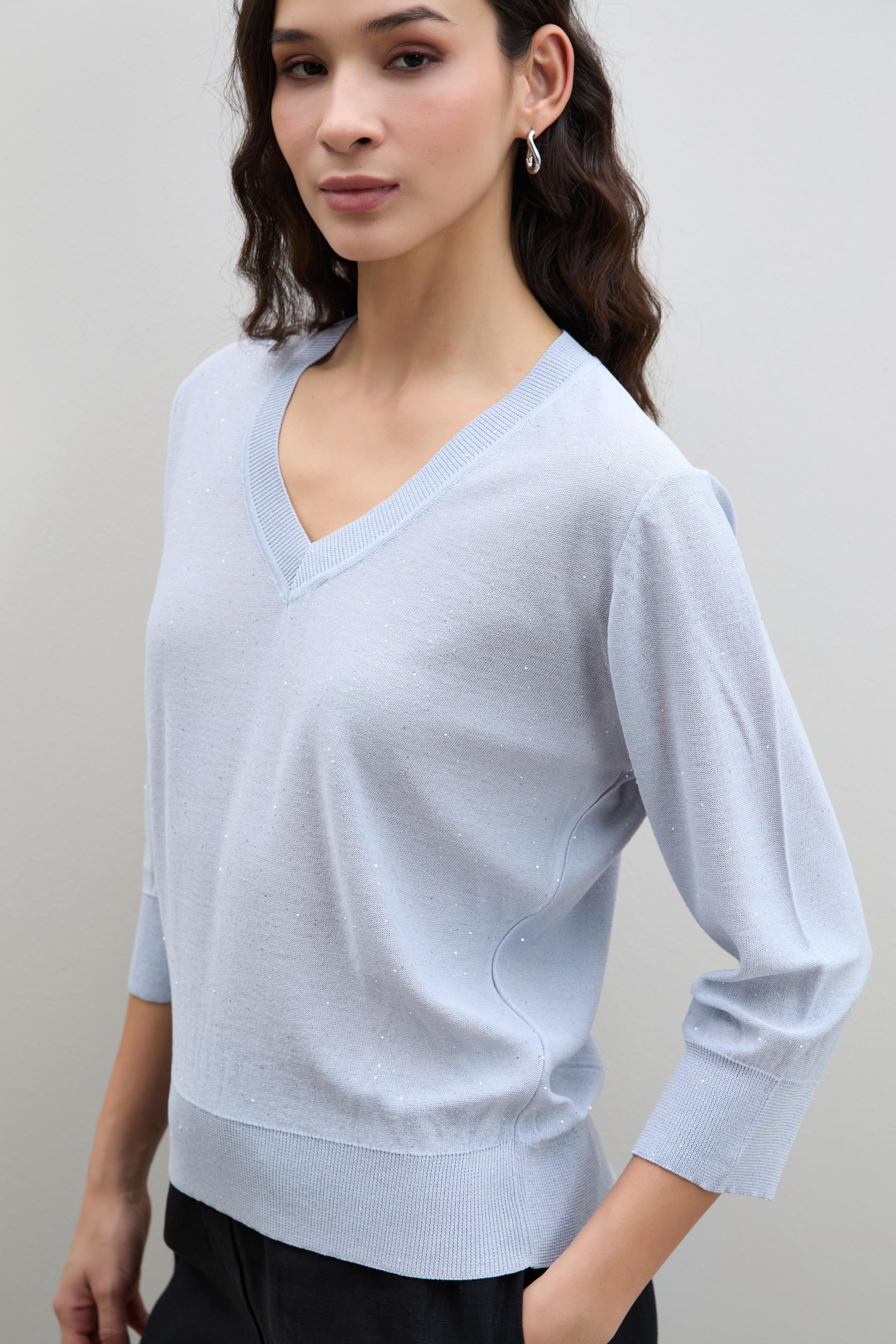 V Yaka Mini Payetli Kazak