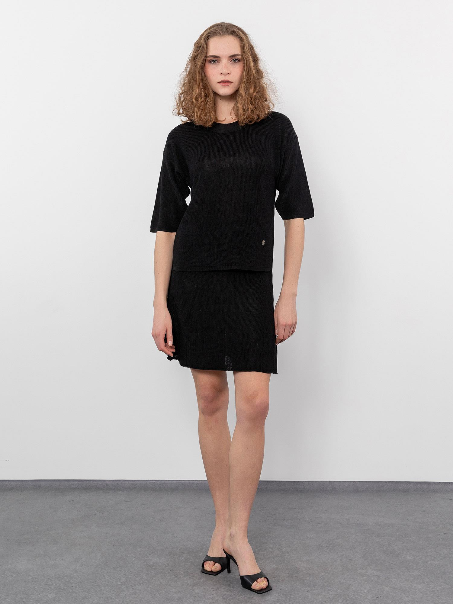 Yüksel Bel Triko Mini Etek