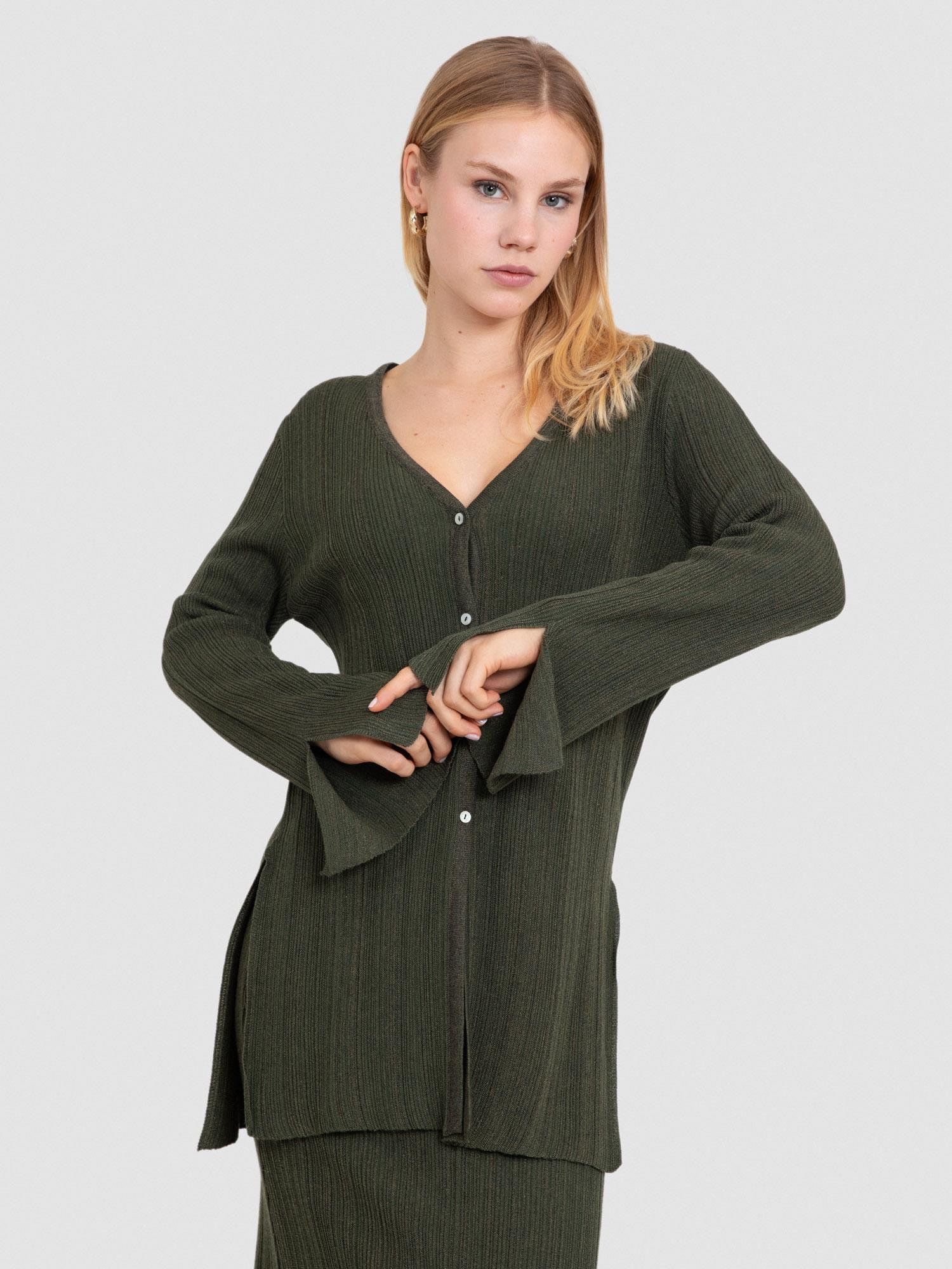 Yün Karışımlı Fitilli Hırka