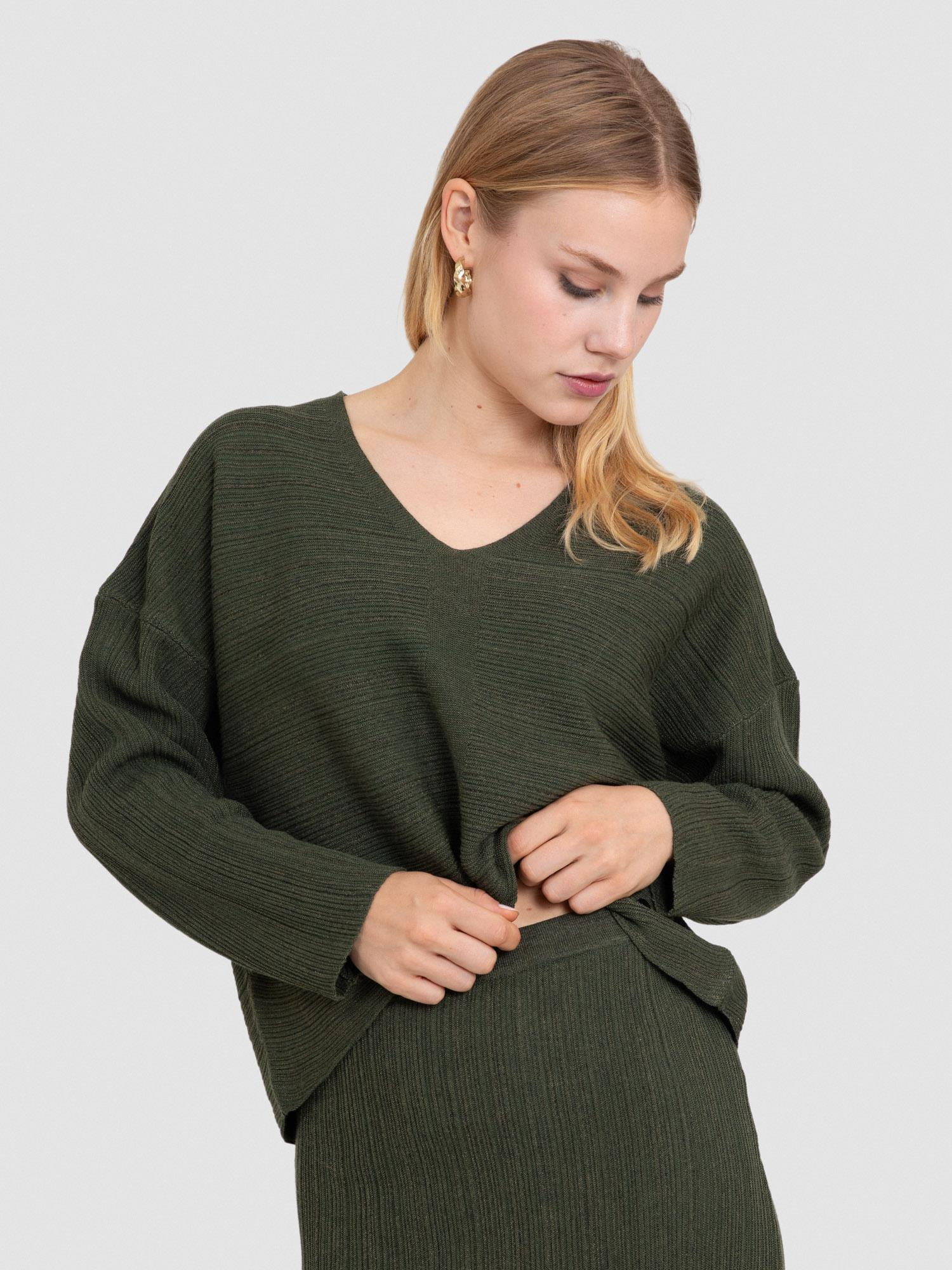 Yün Karışımlı Fitilli Kazak