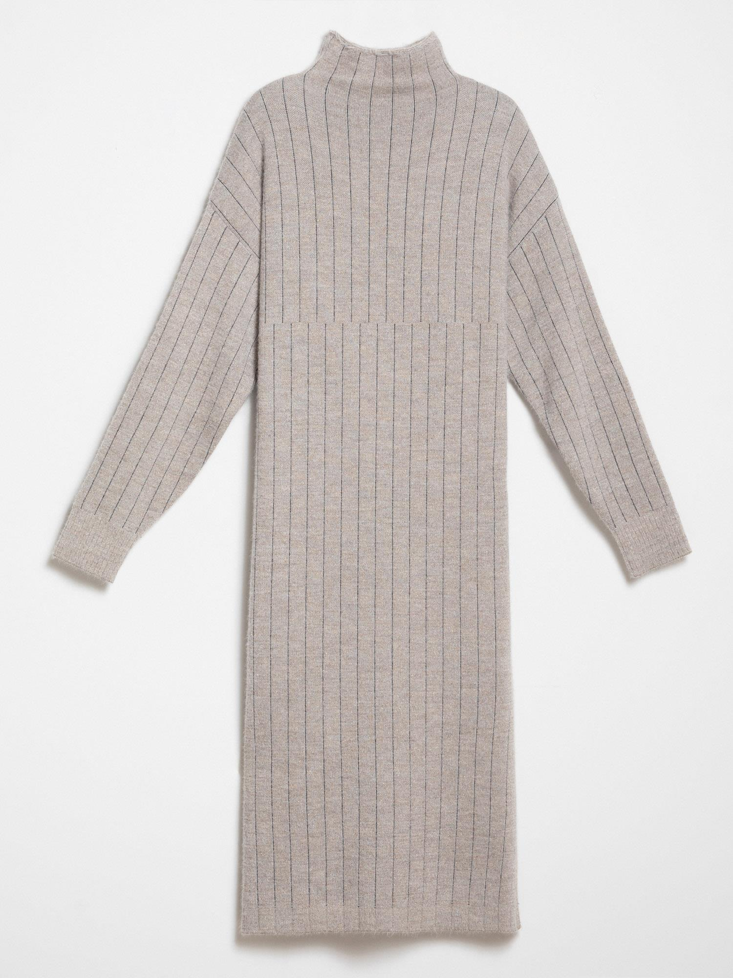 Yün Karışımlı Metalik ipli Tüylü Elbise
