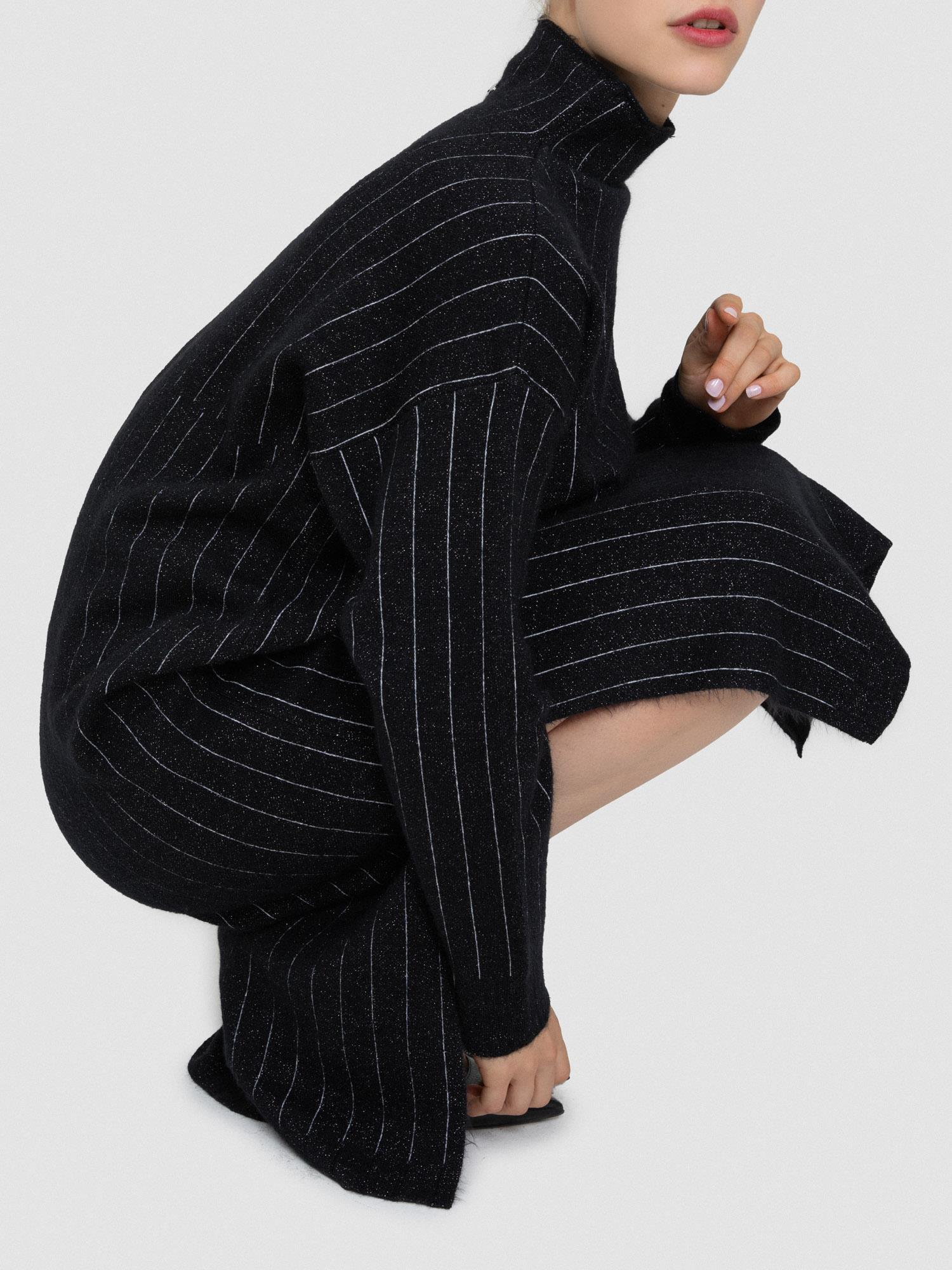 Yün Karışımlı Metalik ipli Tüylü Elbise