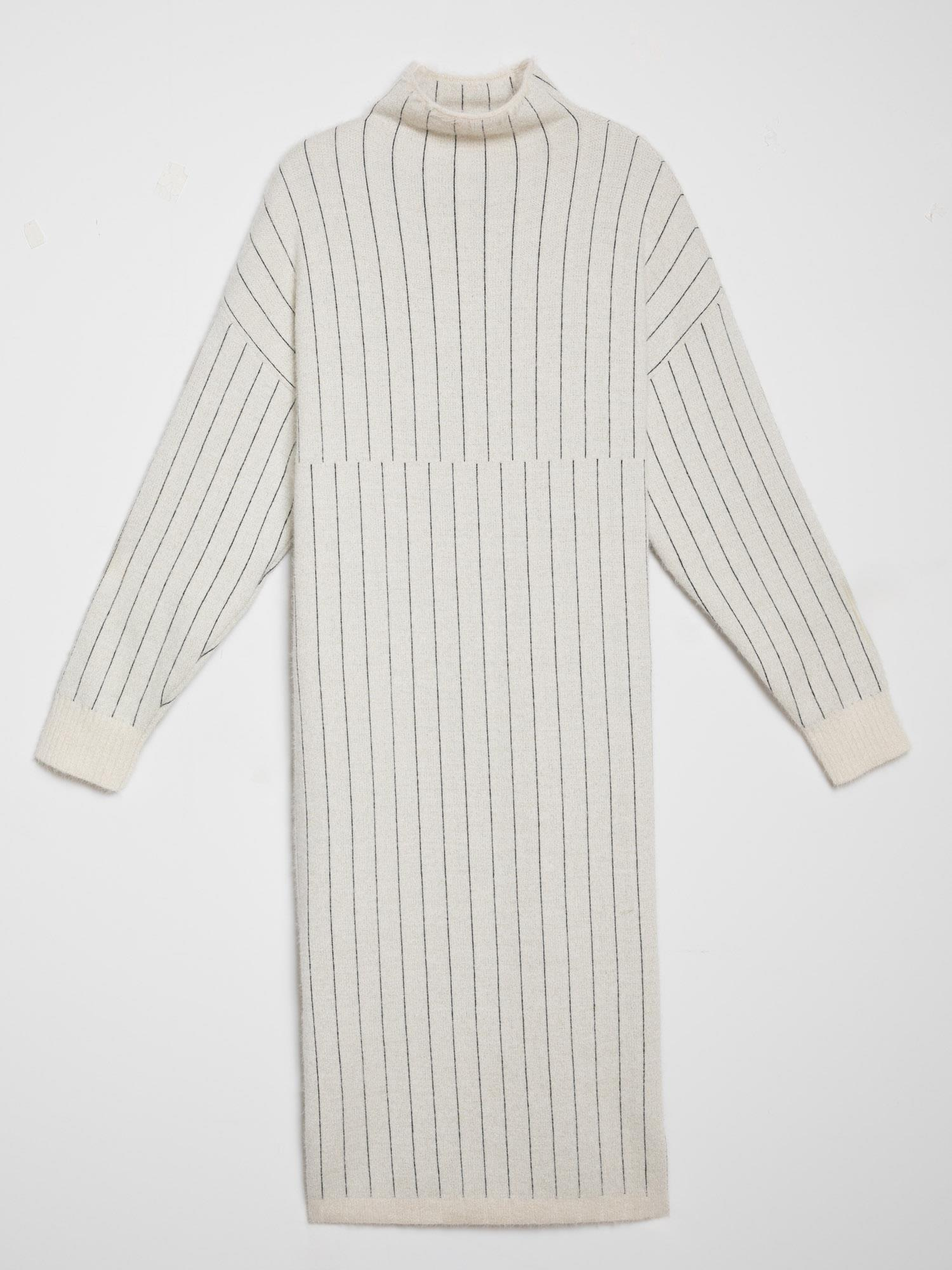 Yün Karışımlı Metalik ipli Tüylü Elbise