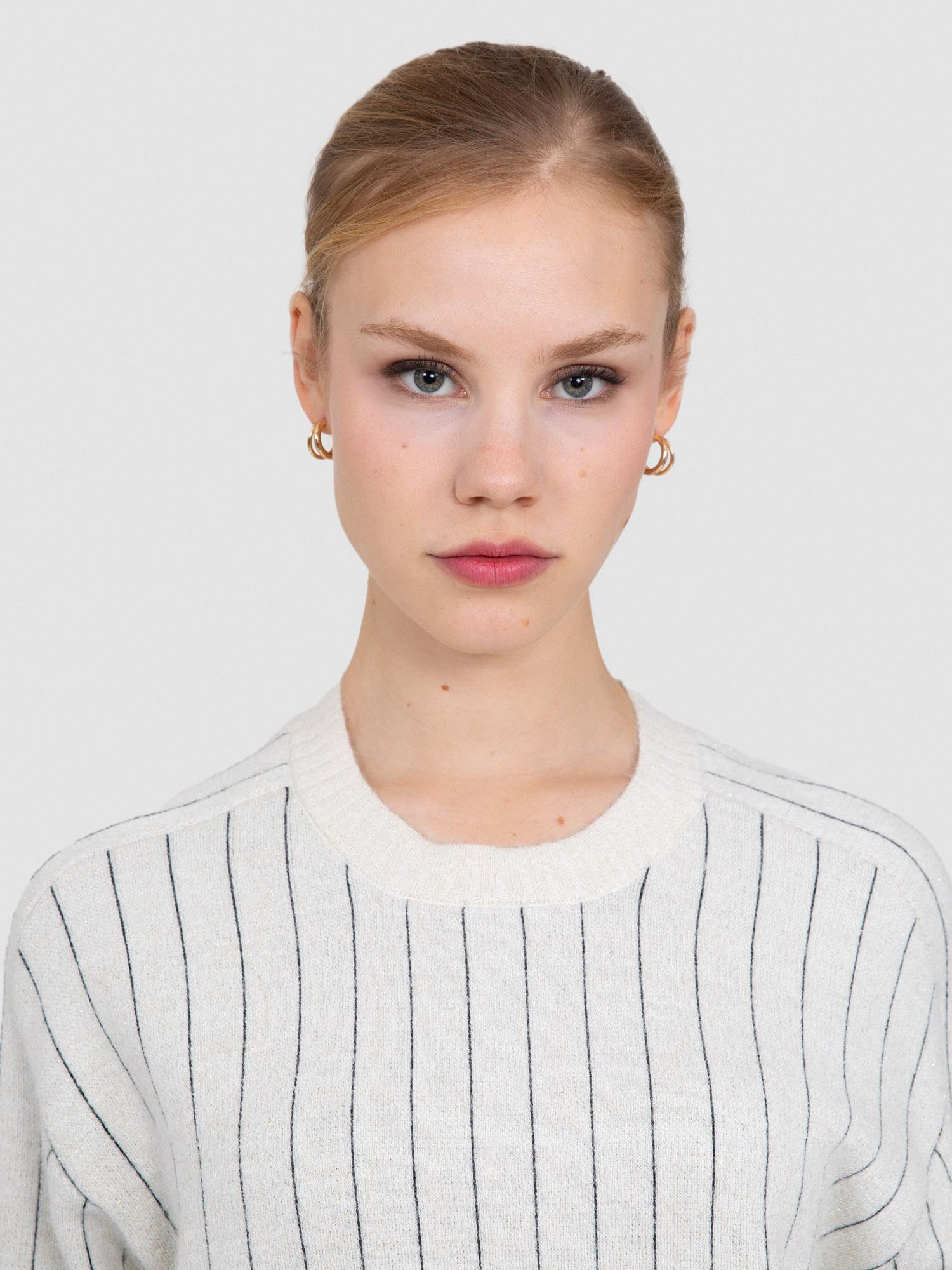 Yün Karışımlı Metalik Tüylü Bisiklet Yaka Kazak