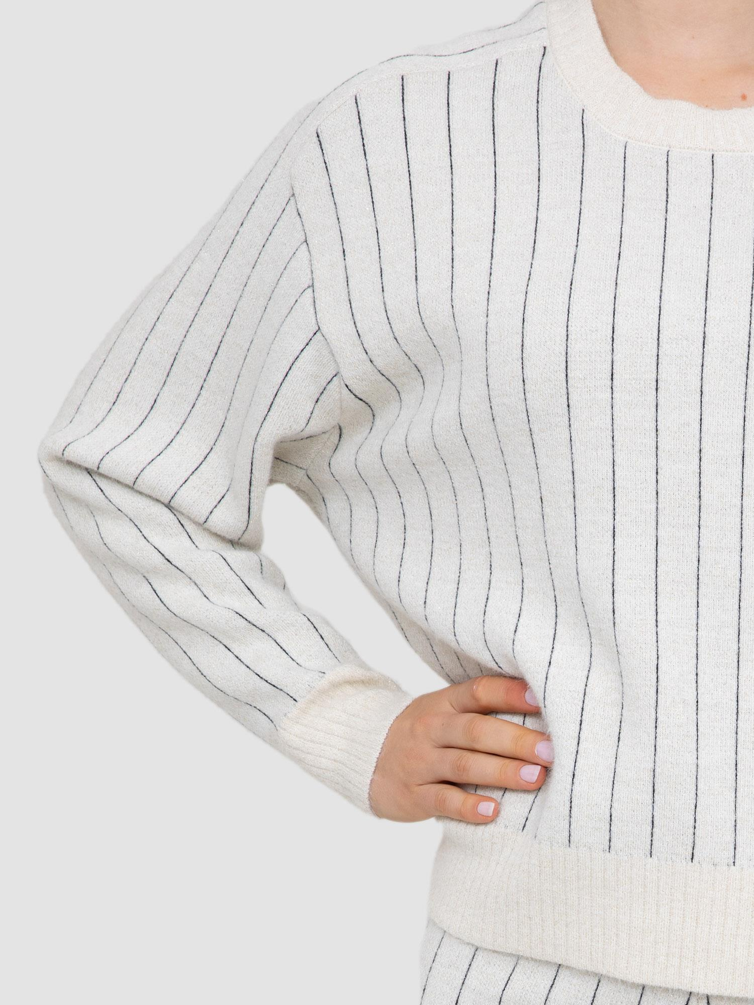 Yün Karışımlı Metalik Tüylü Bisiklet Yaka Kazak