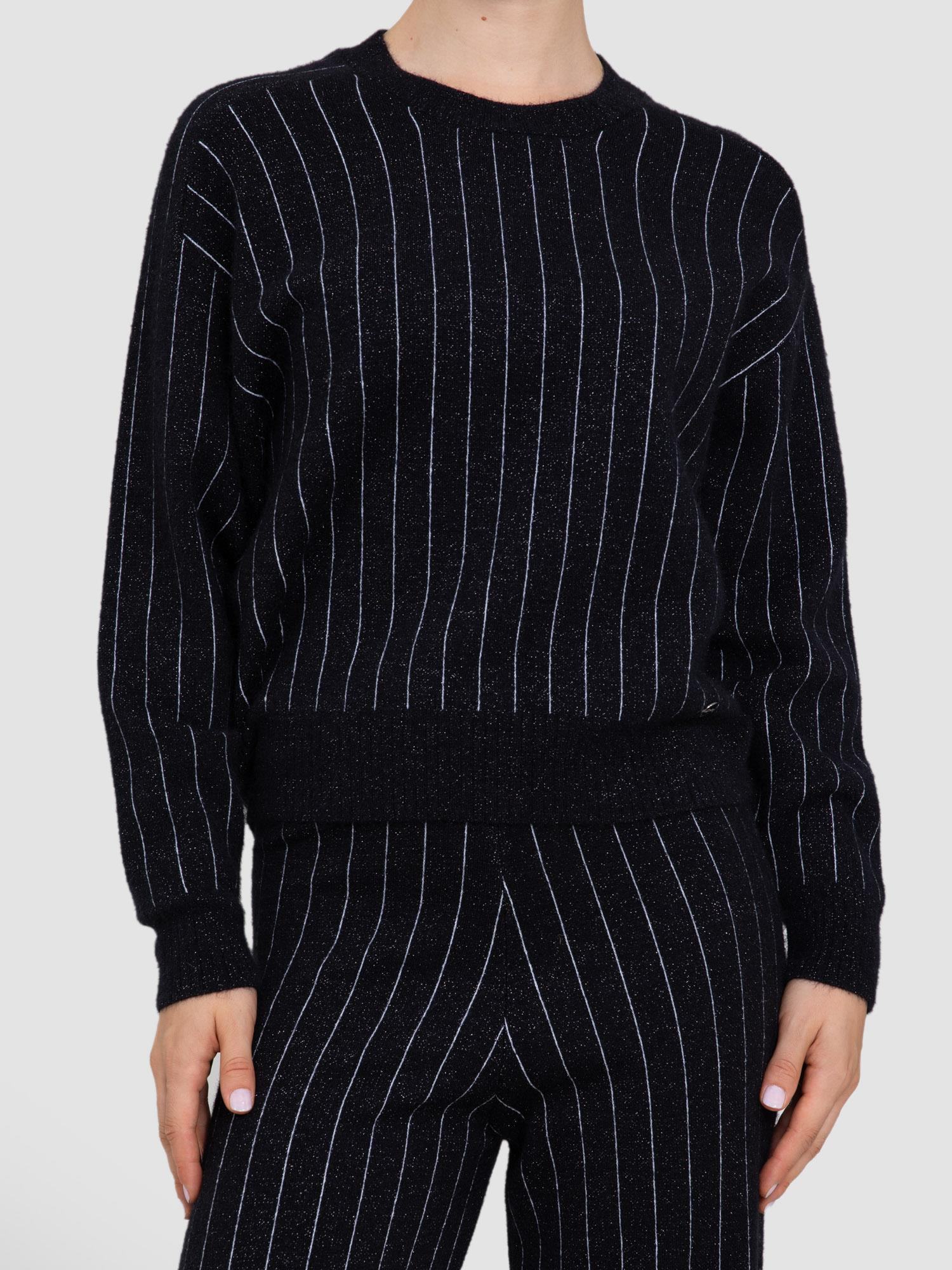 Yün Karışımlı Metalik Tüylü Bisiklet Yaka Kazak