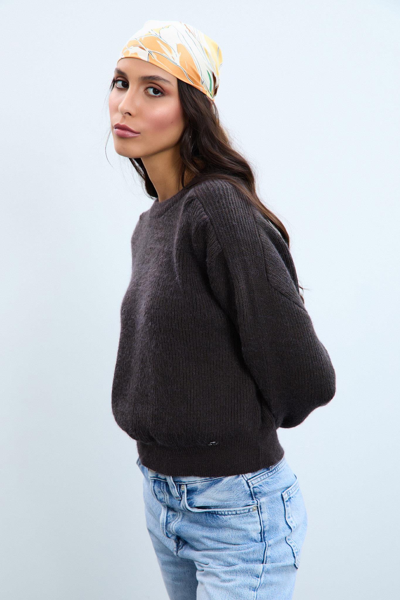 Yün Karışımlı Omzu Drapeli Bisiklet Yaka Kazak