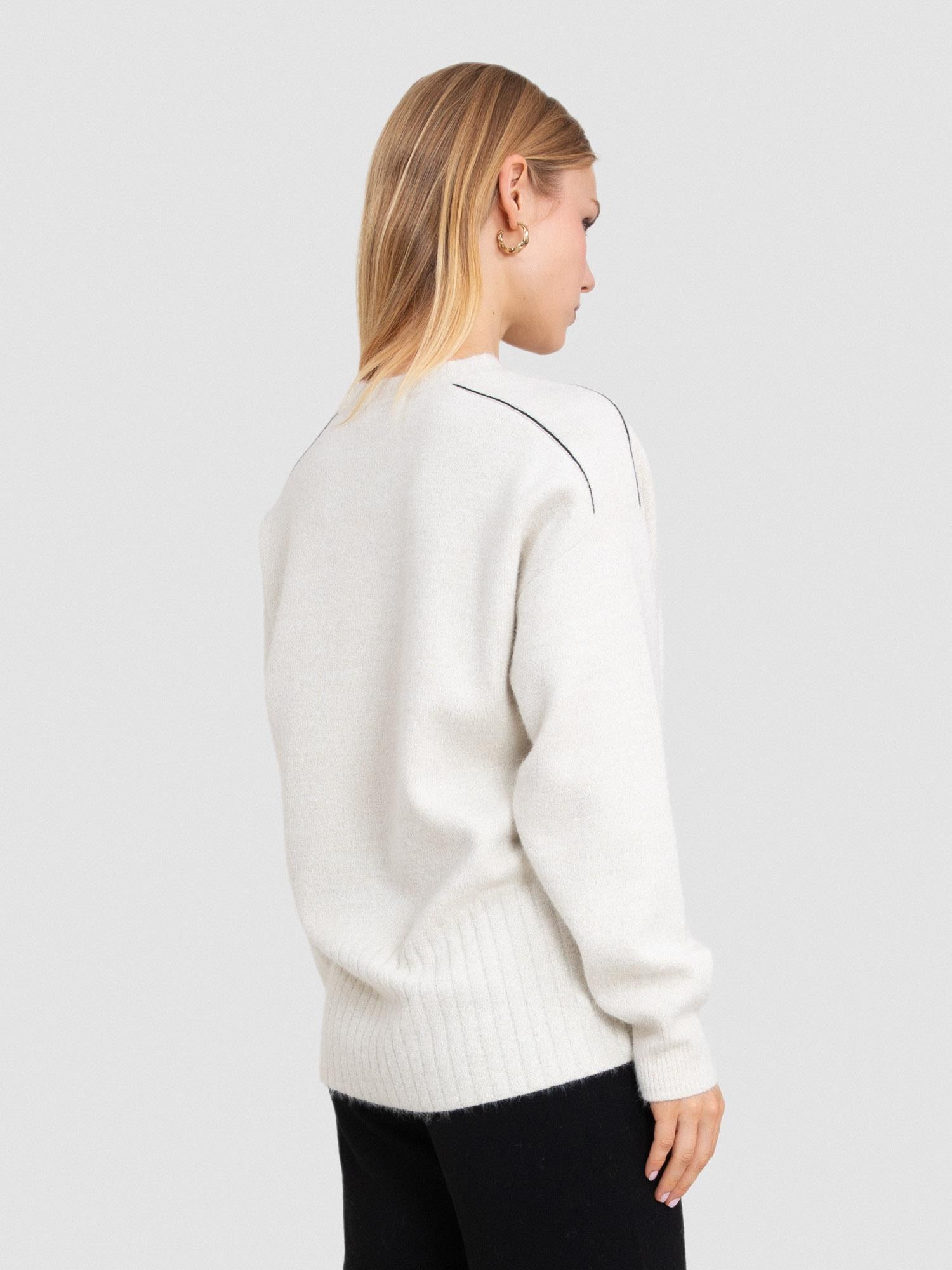 Yün Karışımlı Şerit Detaylı Kazak