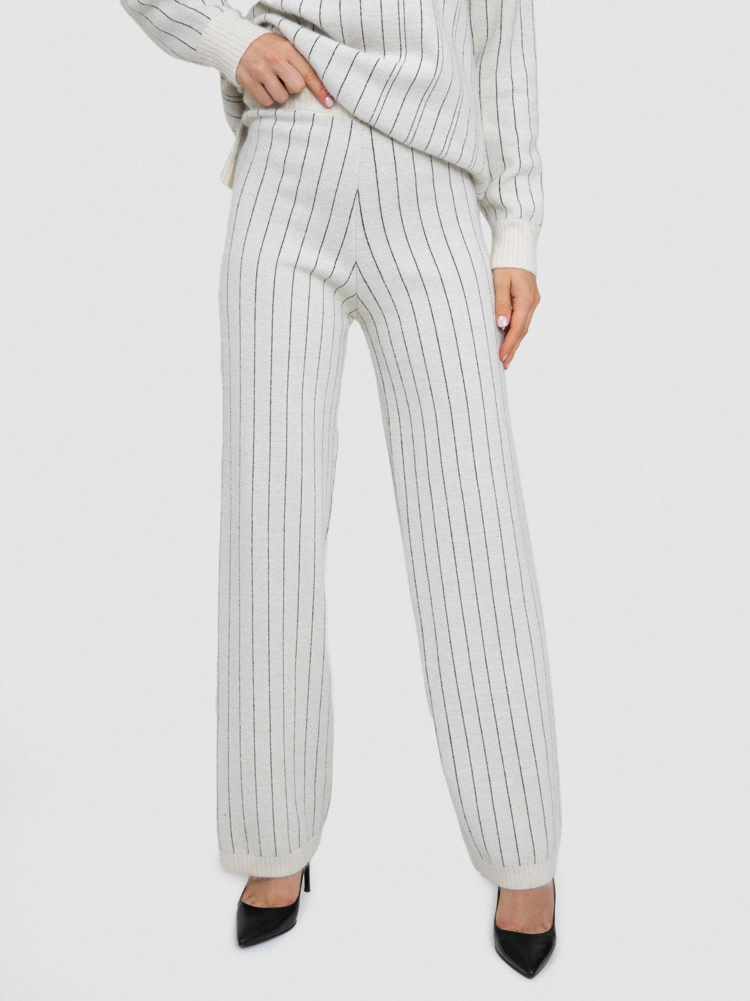 Yün karışımlı Zıt Renk Şeritli Pantolon