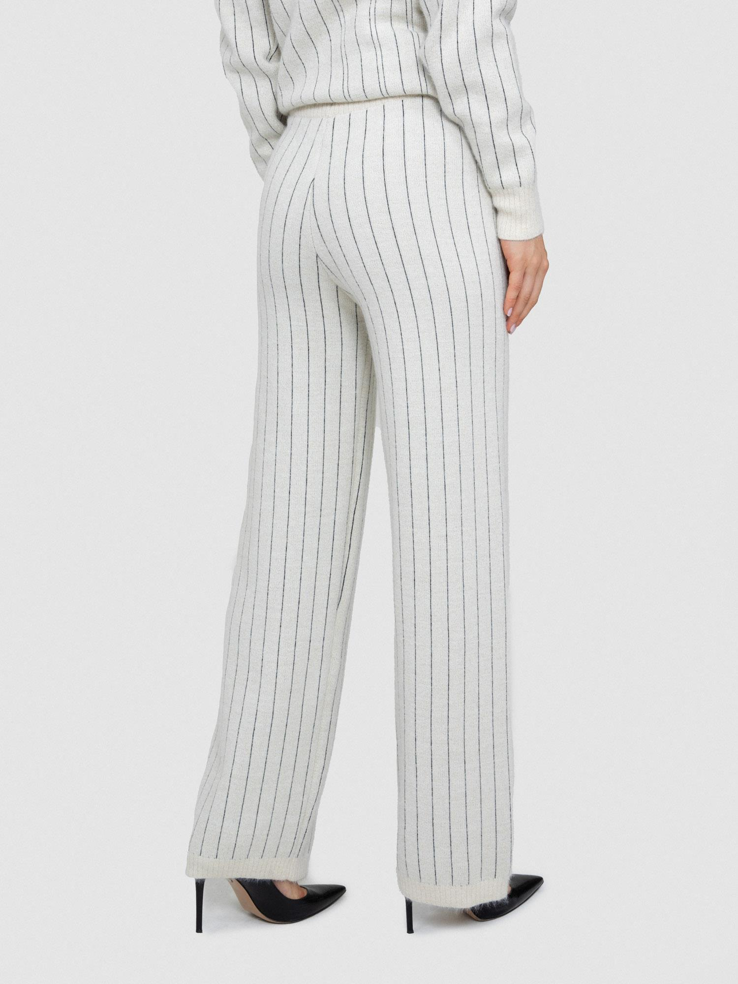 Yün karışımlı Zıt Renk Şeritli Pantolon