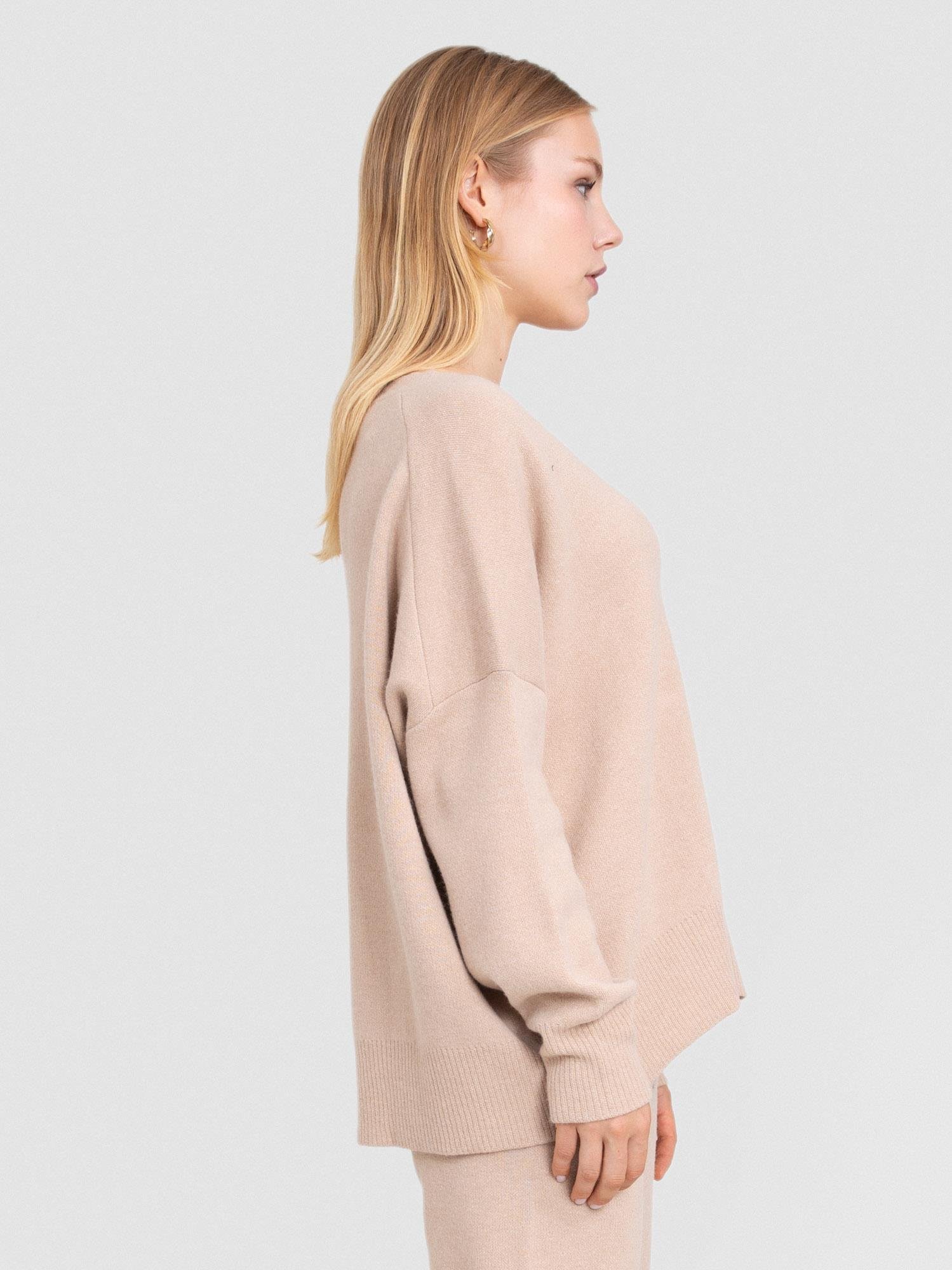 Yün ve Kaşmir Karışımlı V Yaka Kazak