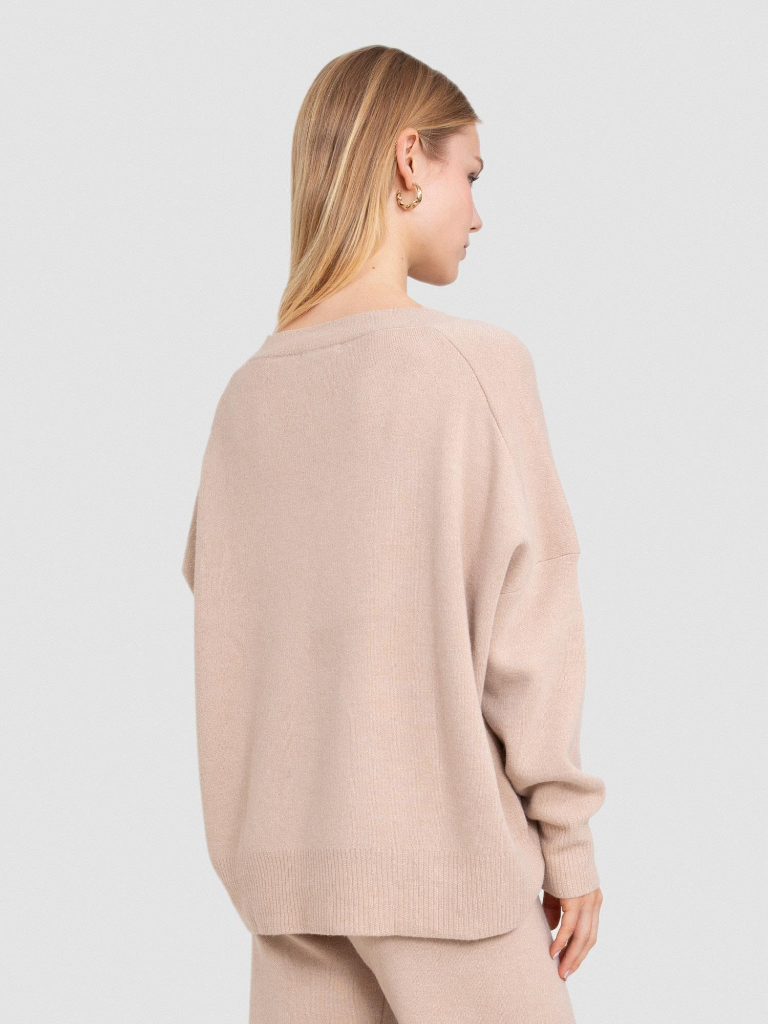 Yün ve Kaşmir Karışımlı V Yaka Kazak