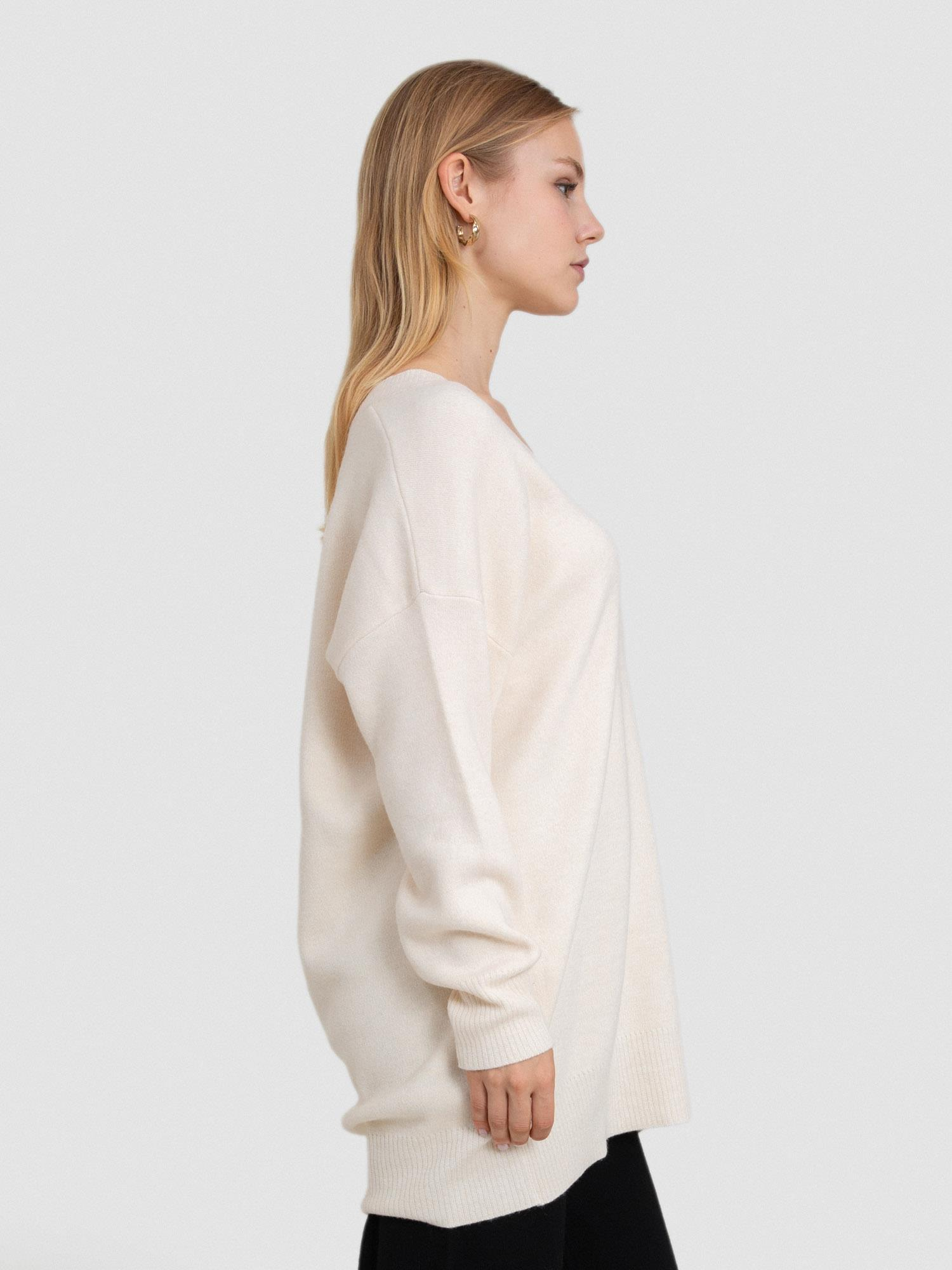 Yün ve Kaşmir Karışımlı V yaka Tunik