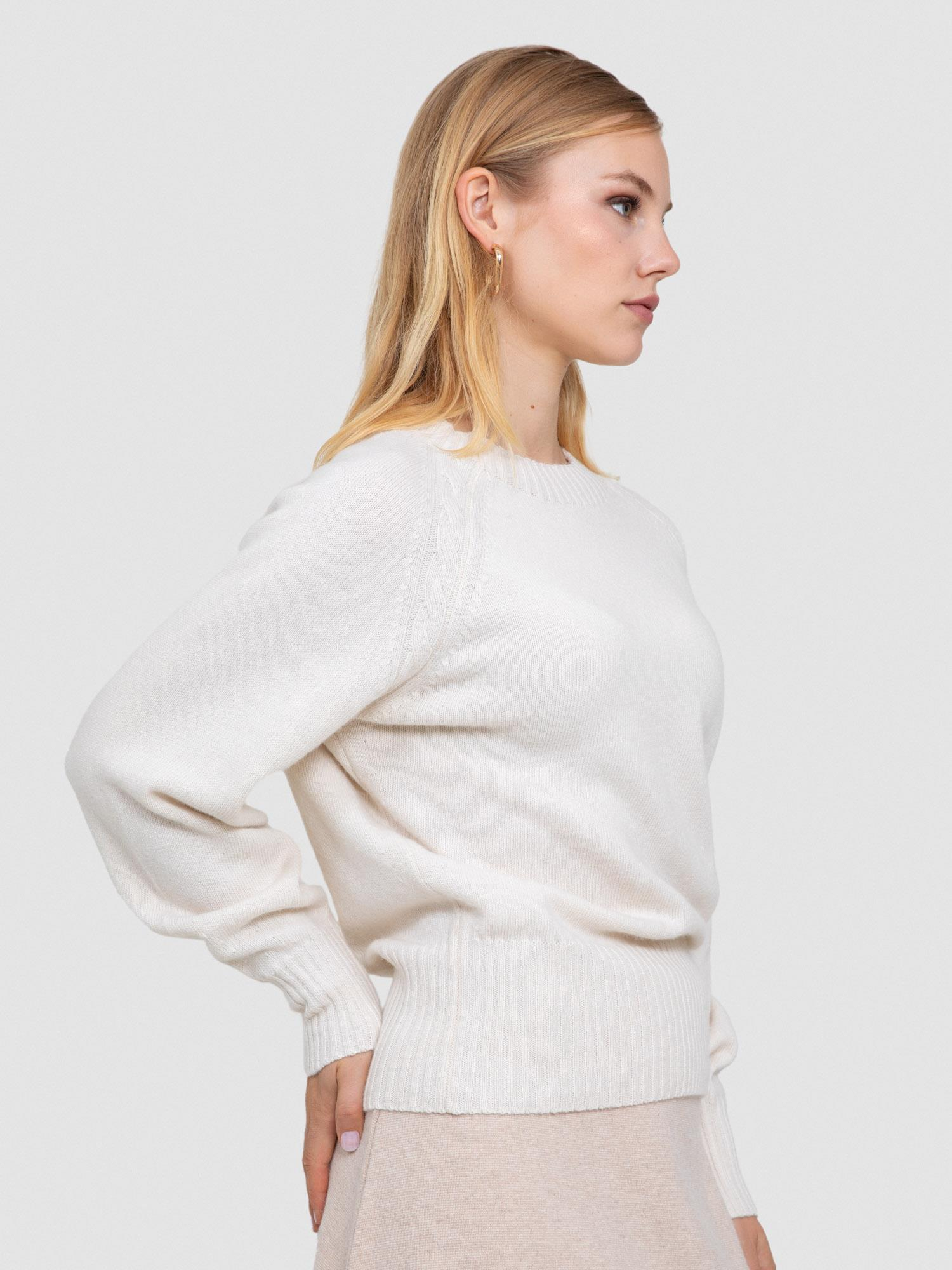 Yün ve Pamuk Karışımlı Kablo Örgülü Kazak