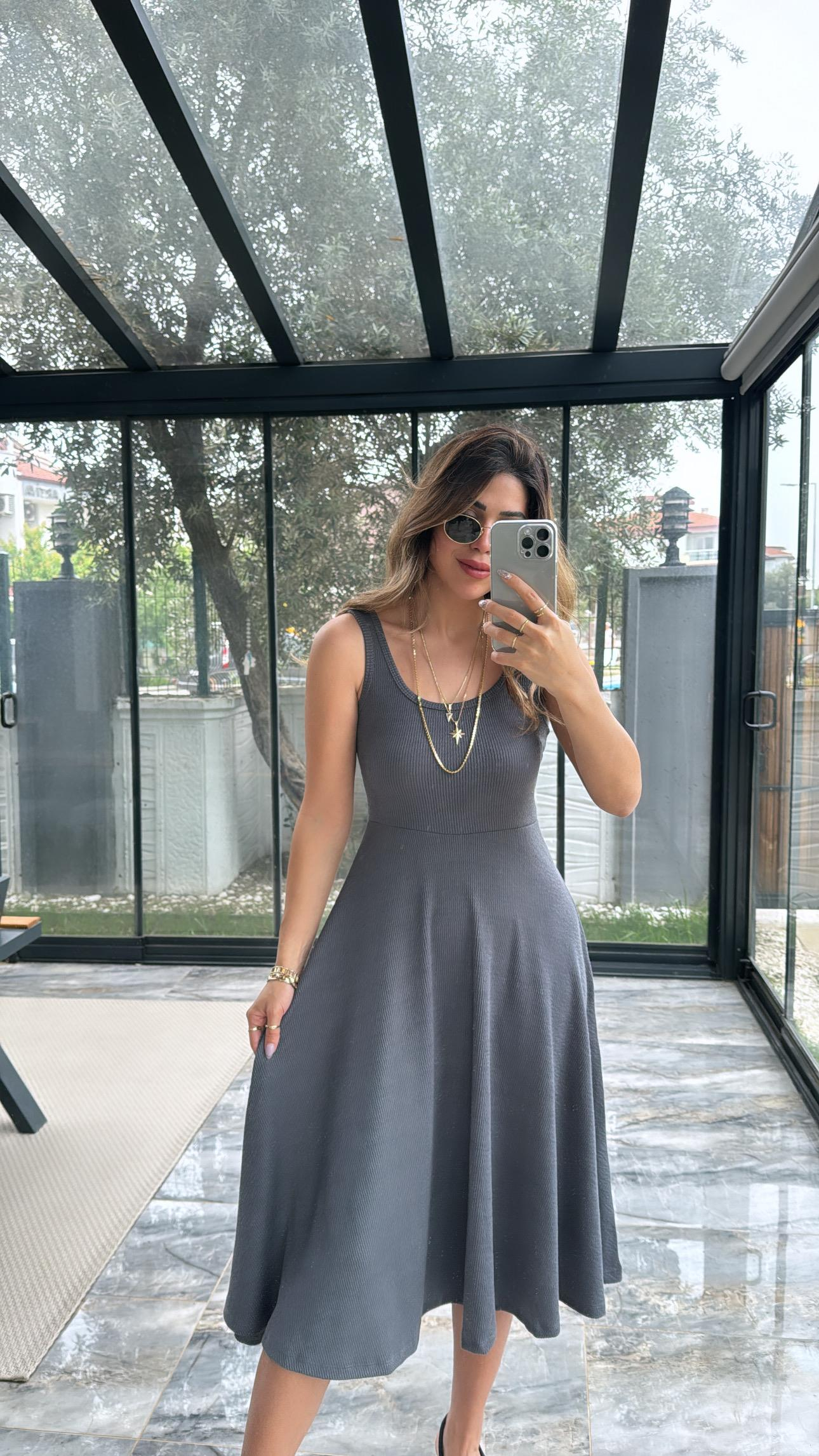Antrasit Özel Üretim Kaşkorse Basic Elbise