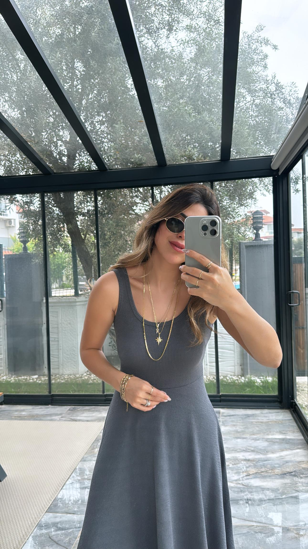 Antrasit Özel Üretim Kaşkorse Basic Elbise