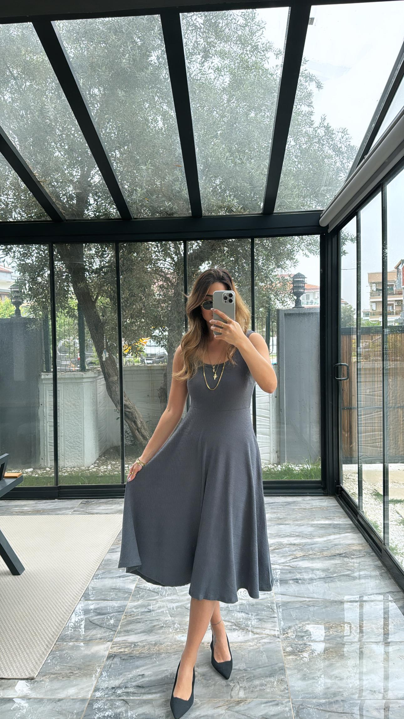 Antrasit Özel Üretim Kaşkorse Basic Elbise