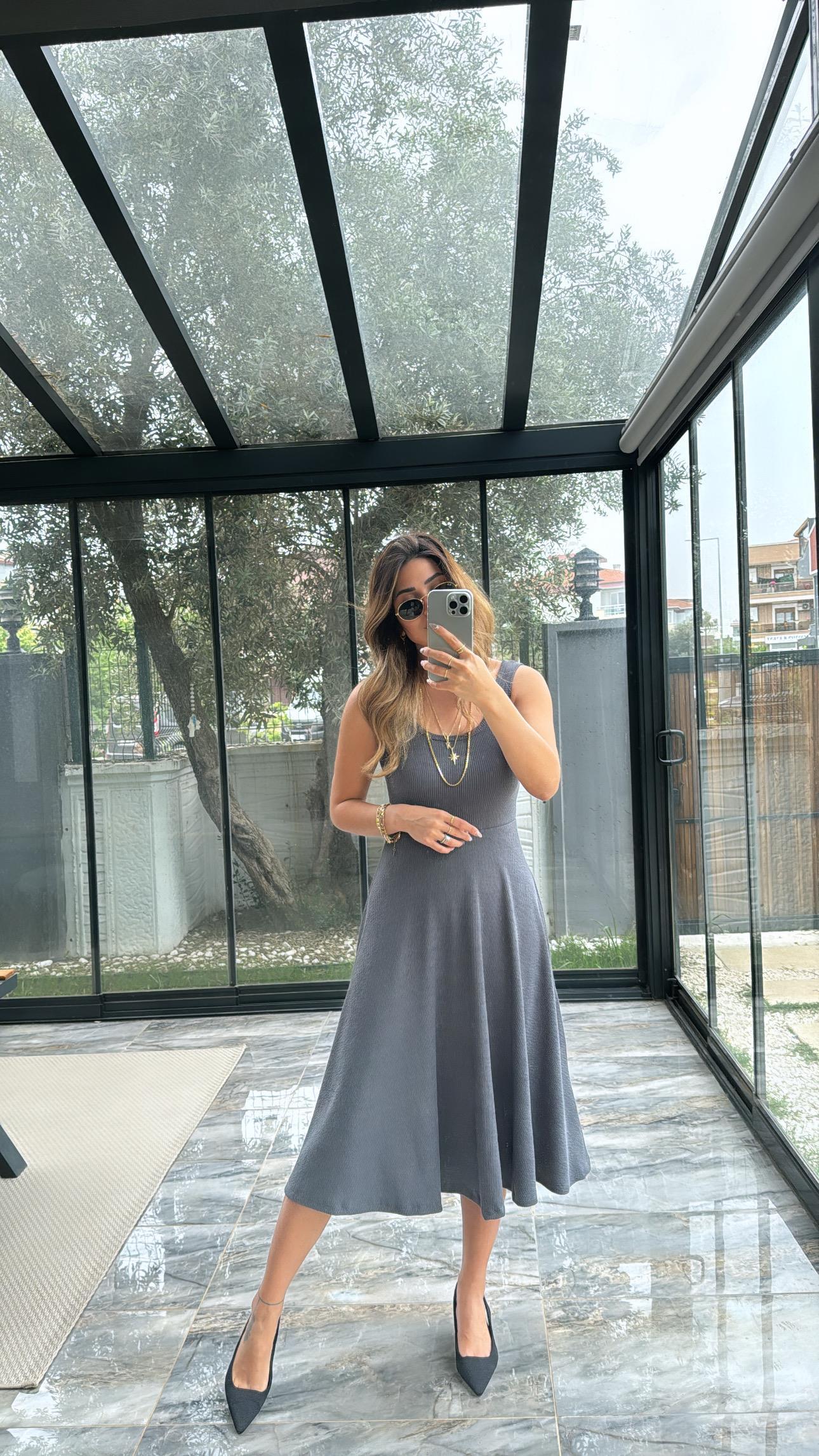 Antrasit Özel Üretim Kaşkorse Basic Elbise