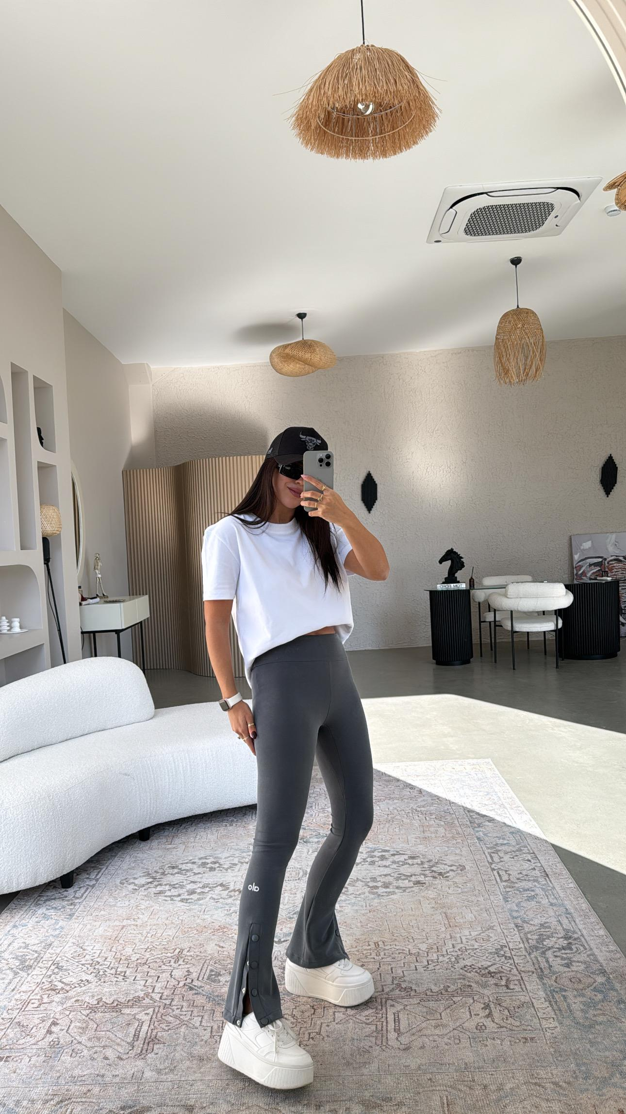 Antrasit Paça Çıtçıtlı Orijinal Tayt