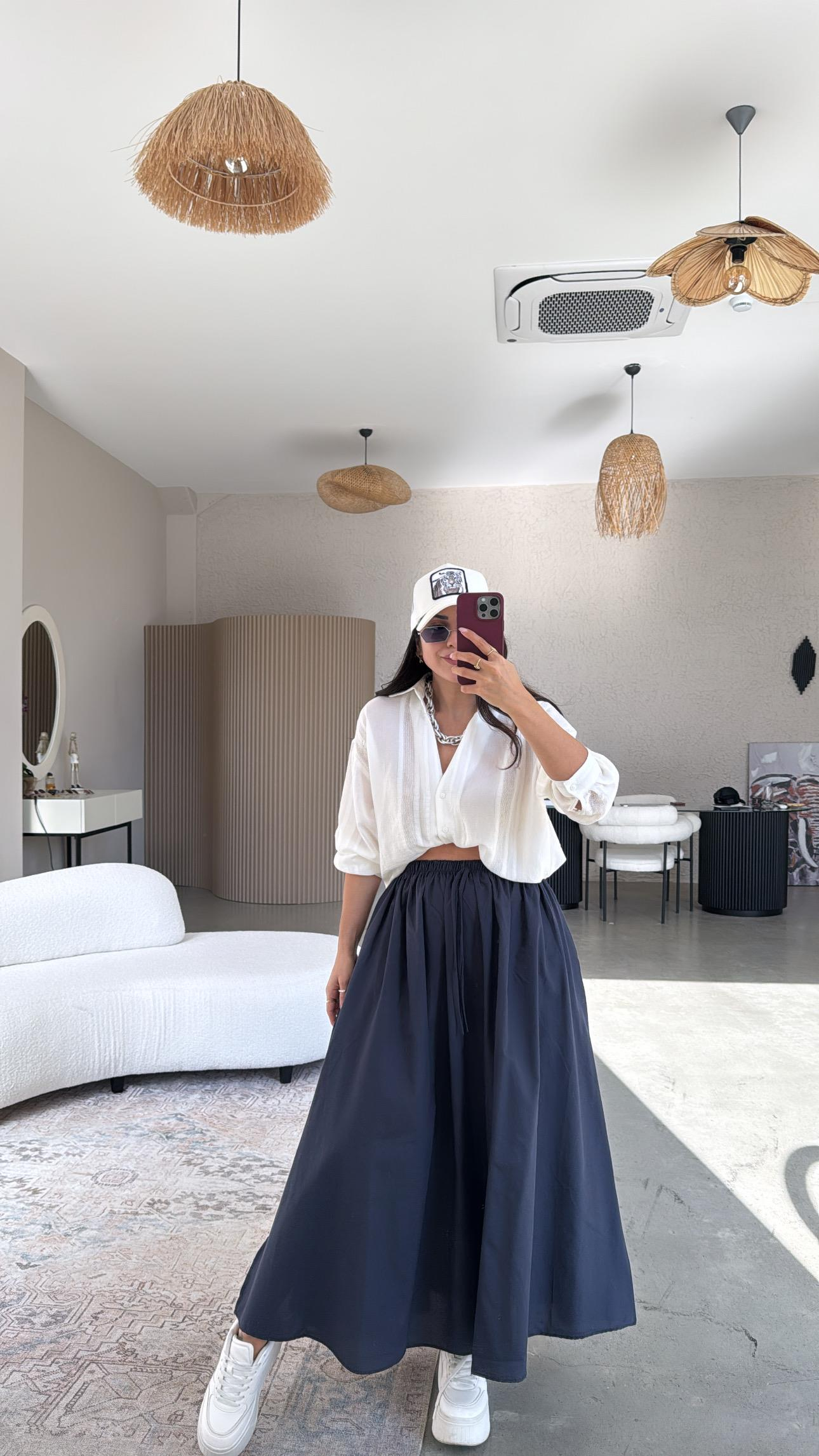 Antrasit Poplin Maxi Etek