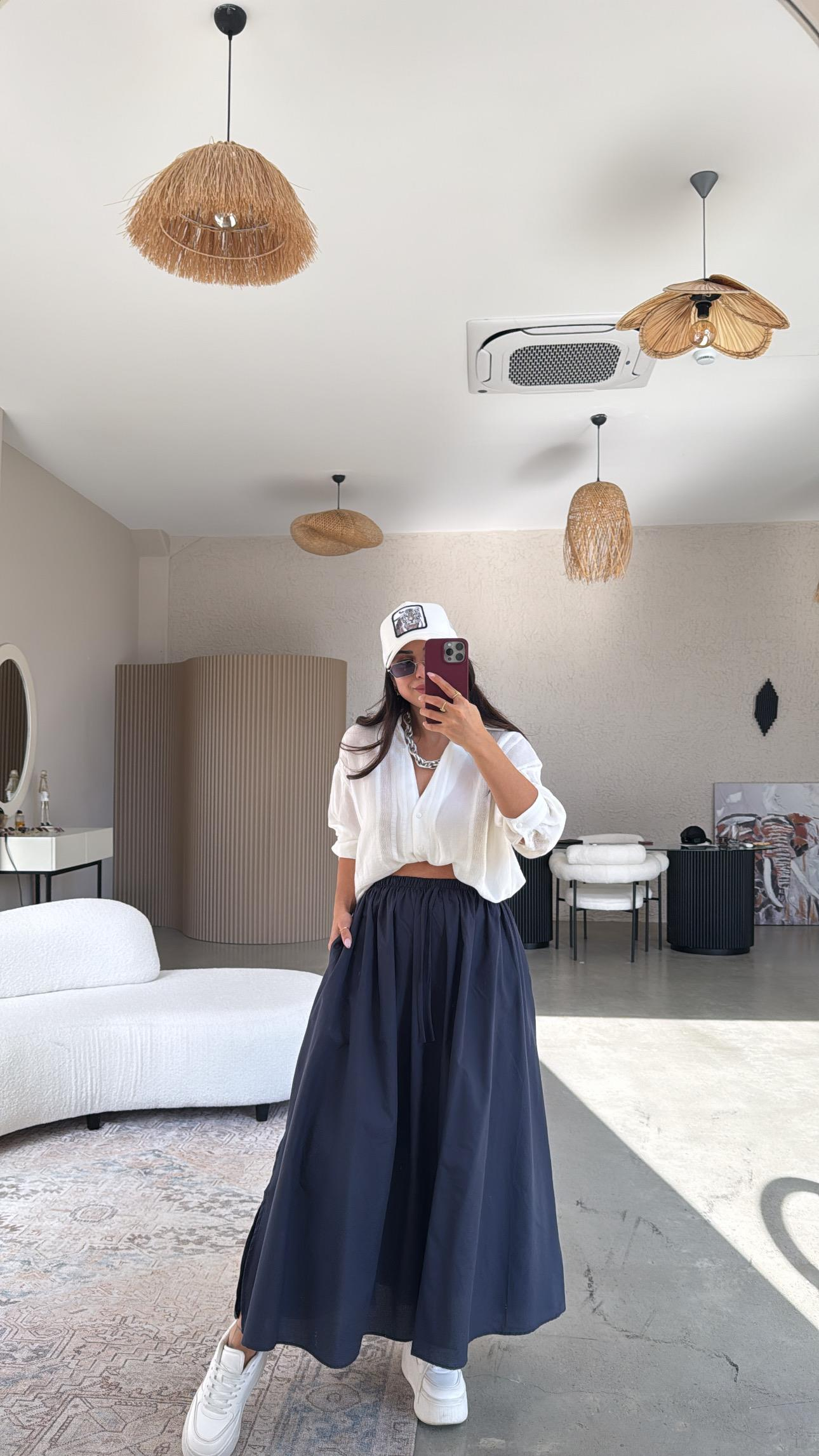 Antrasit Poplin Maxi Etek