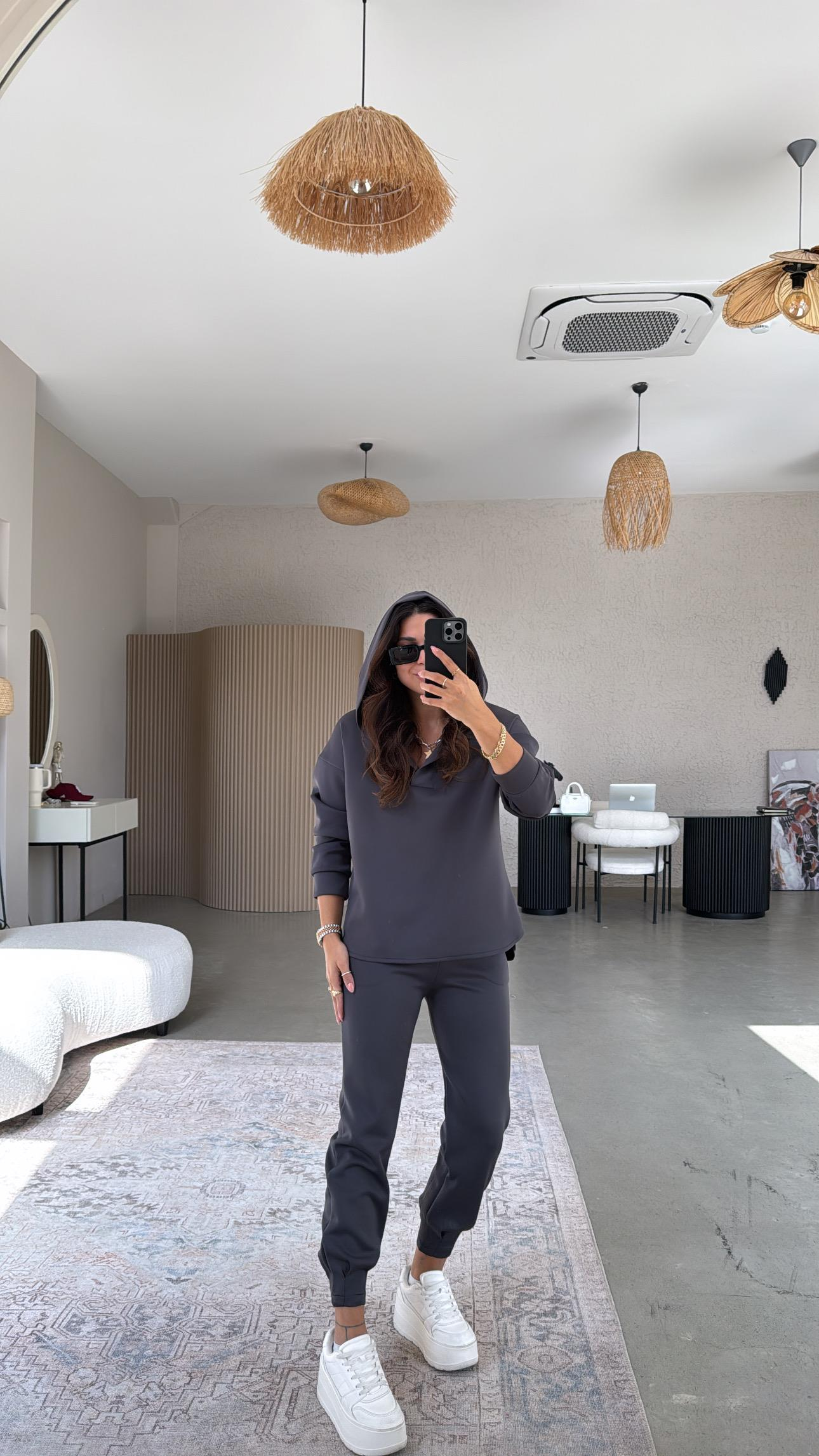 Antrasit Scuba Kapüşonlu Takım