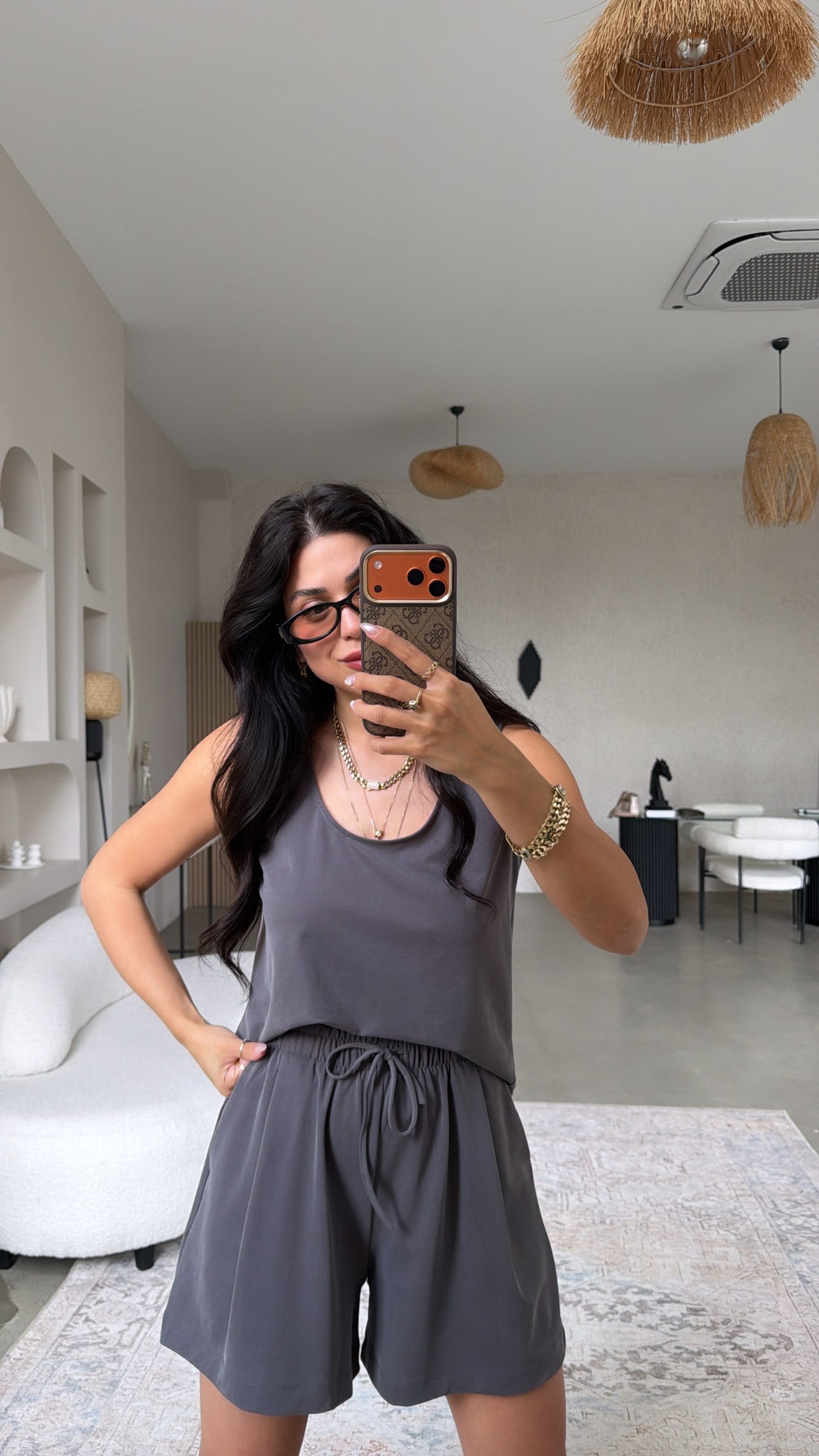 Antrasit Şort Atlet Pike Modal Premium Takım