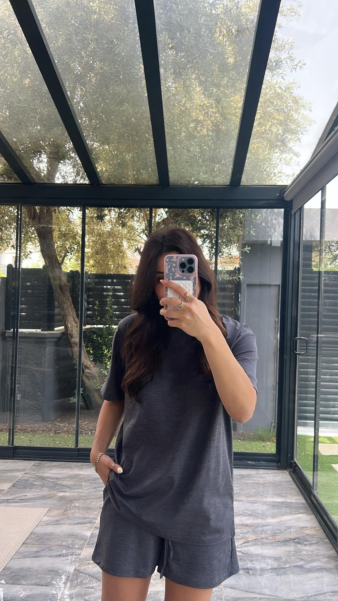 Antrasit Şort Tshirt Basic Takım