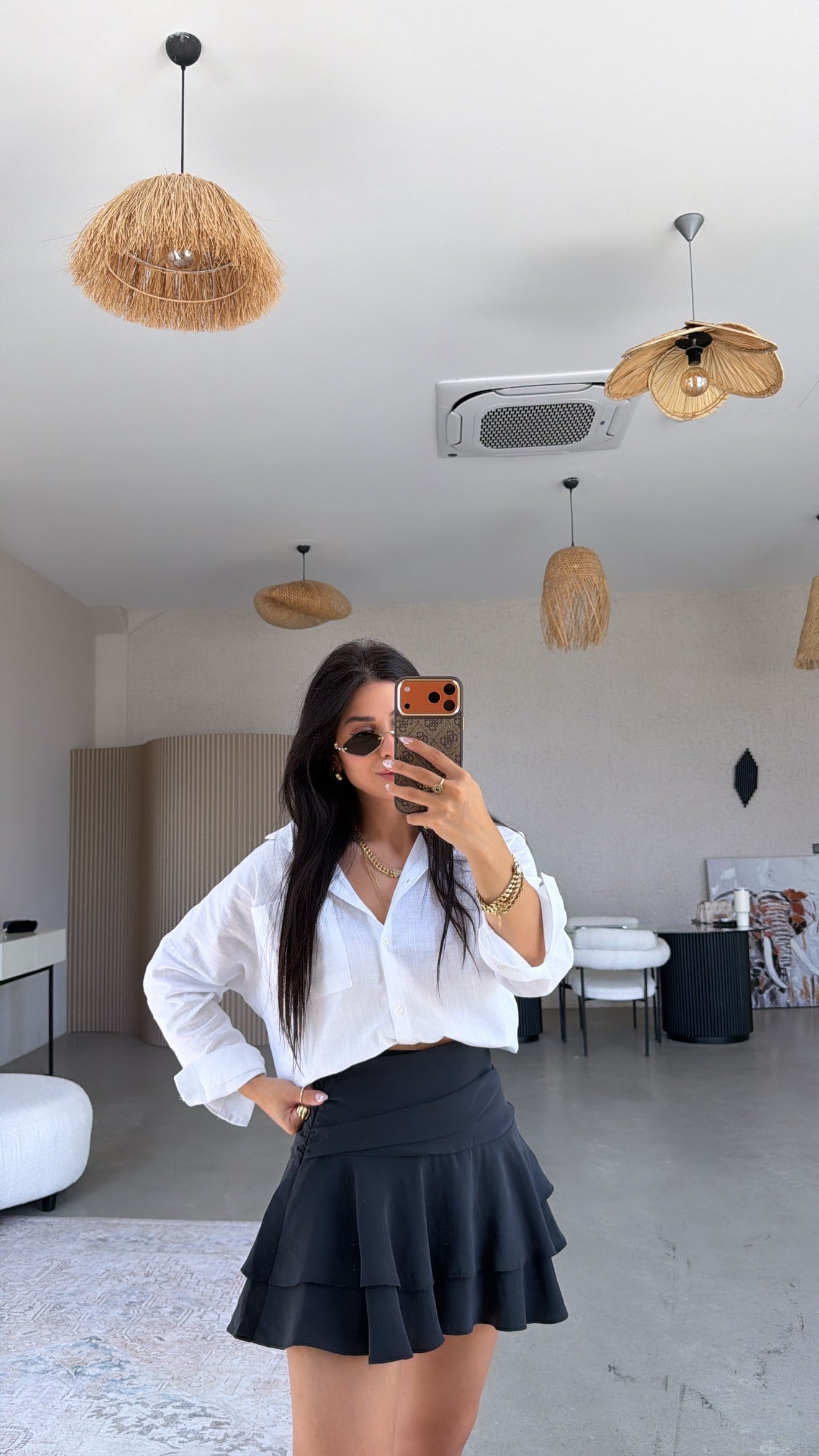 Antrasit Tensel Çift Kat Premium Şort Etek