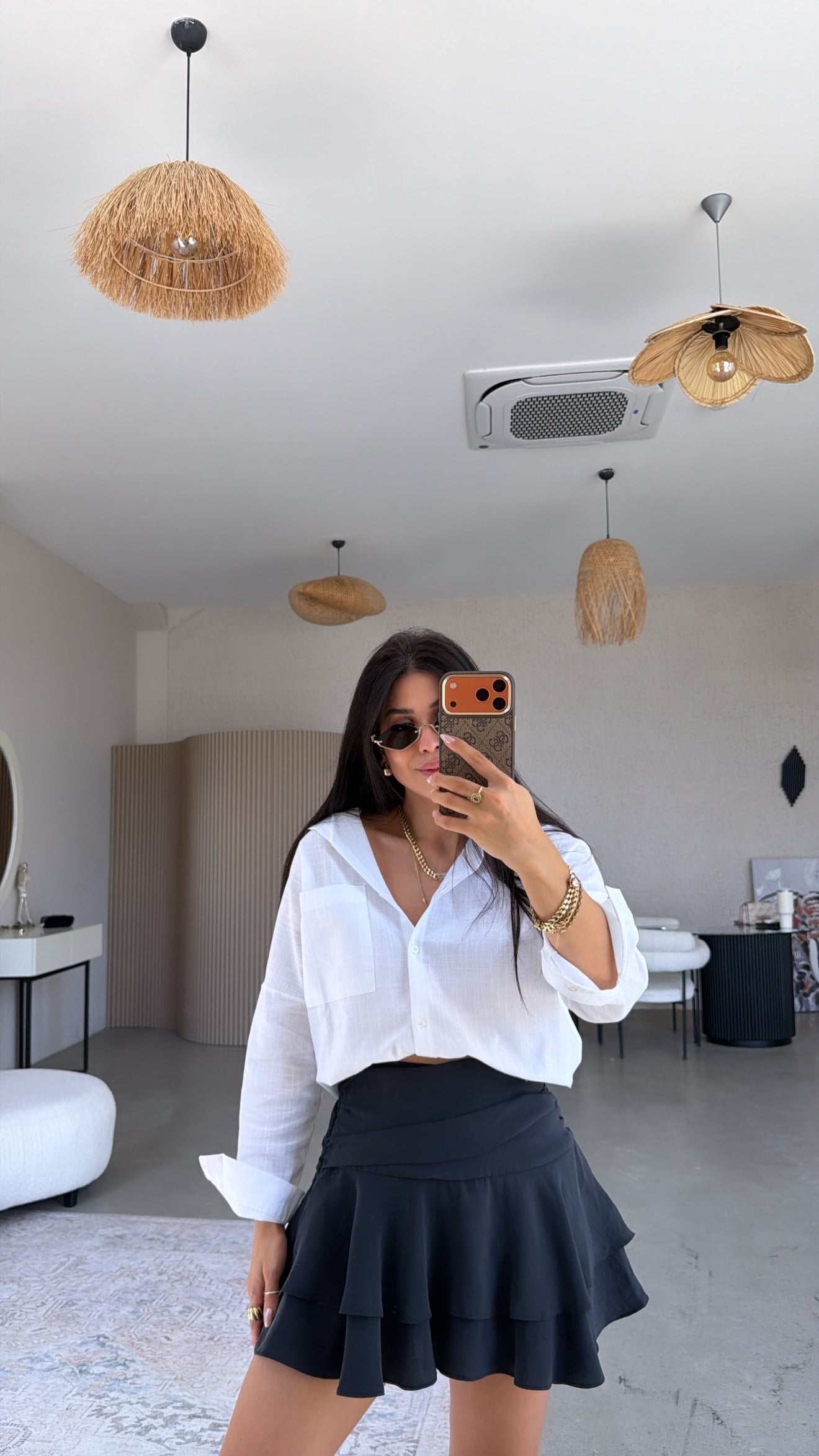 Antrasit Tensel Çift Kat Premium Şort Etek